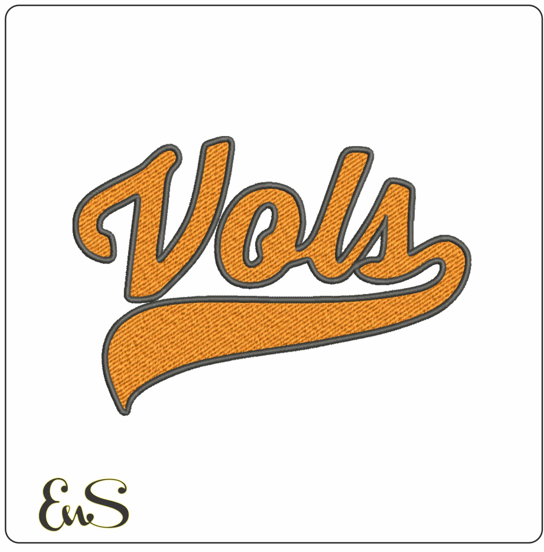 Tennessee Volunteers Vols Script with Swoosh Embroidery Design