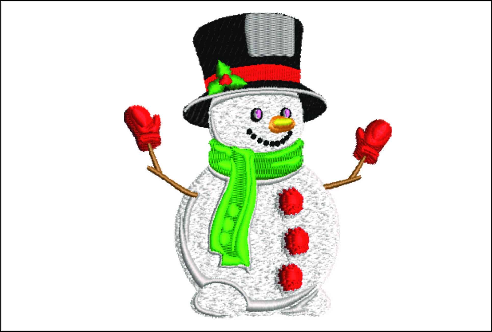 Small Christmas Snowman Embroidery Design