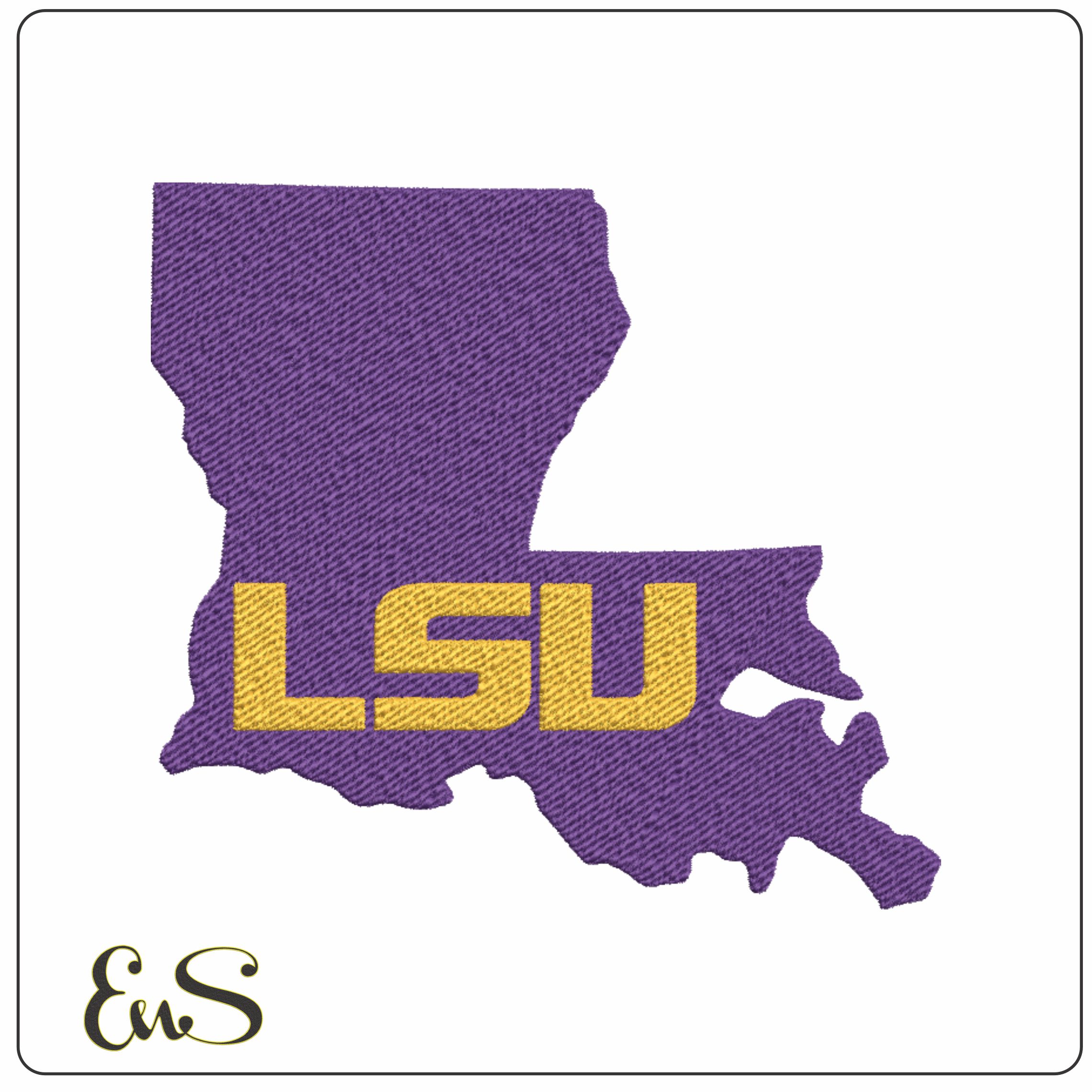 LSU  Map embroidery design  - LSU Map Logo  embroidery machine  pattern embroidery file - instant download in a frame