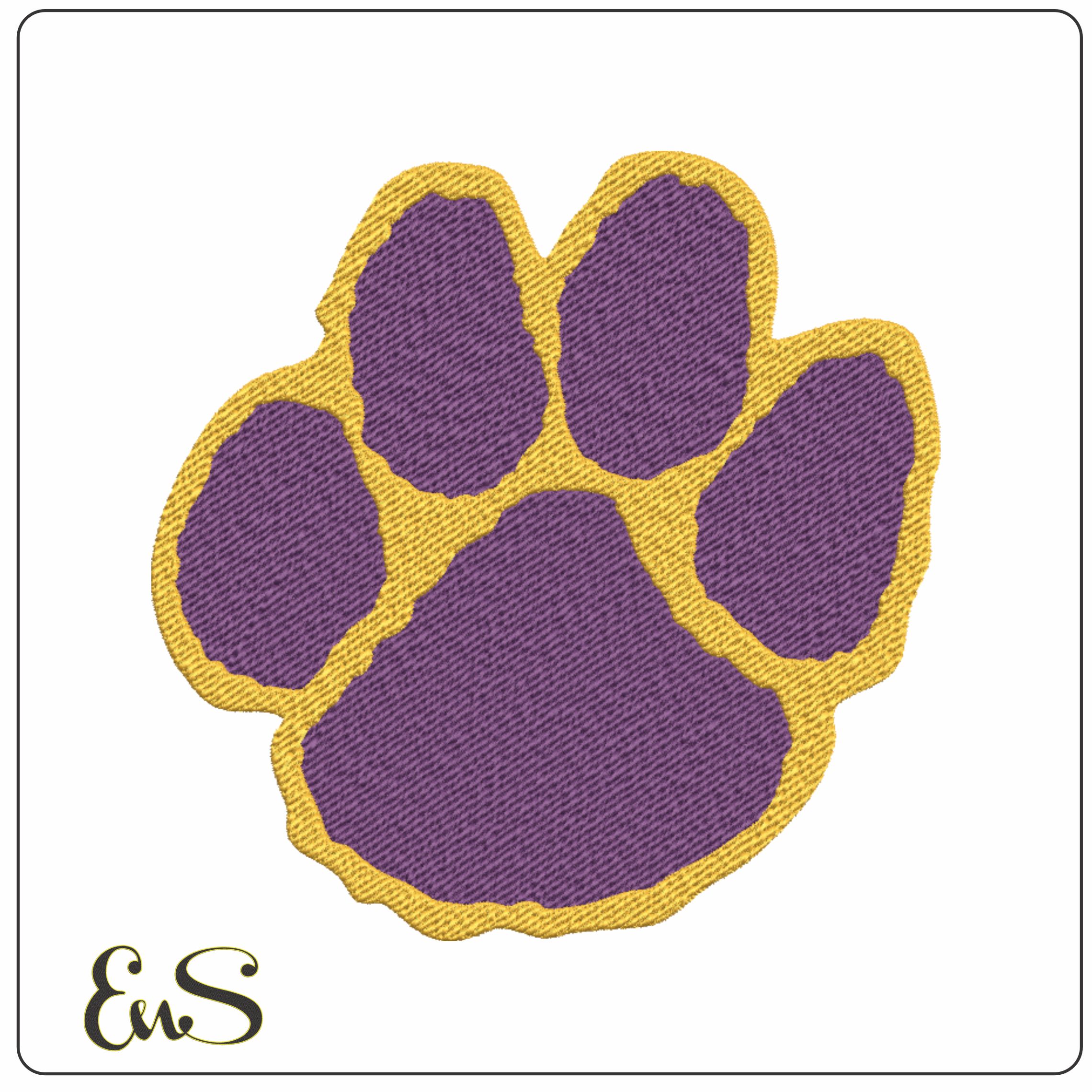 LSU Paw Fighting Tigers embroidery  - LSU Paw Logo  embroidery machine  pattern embroidery file - instant download in a frame