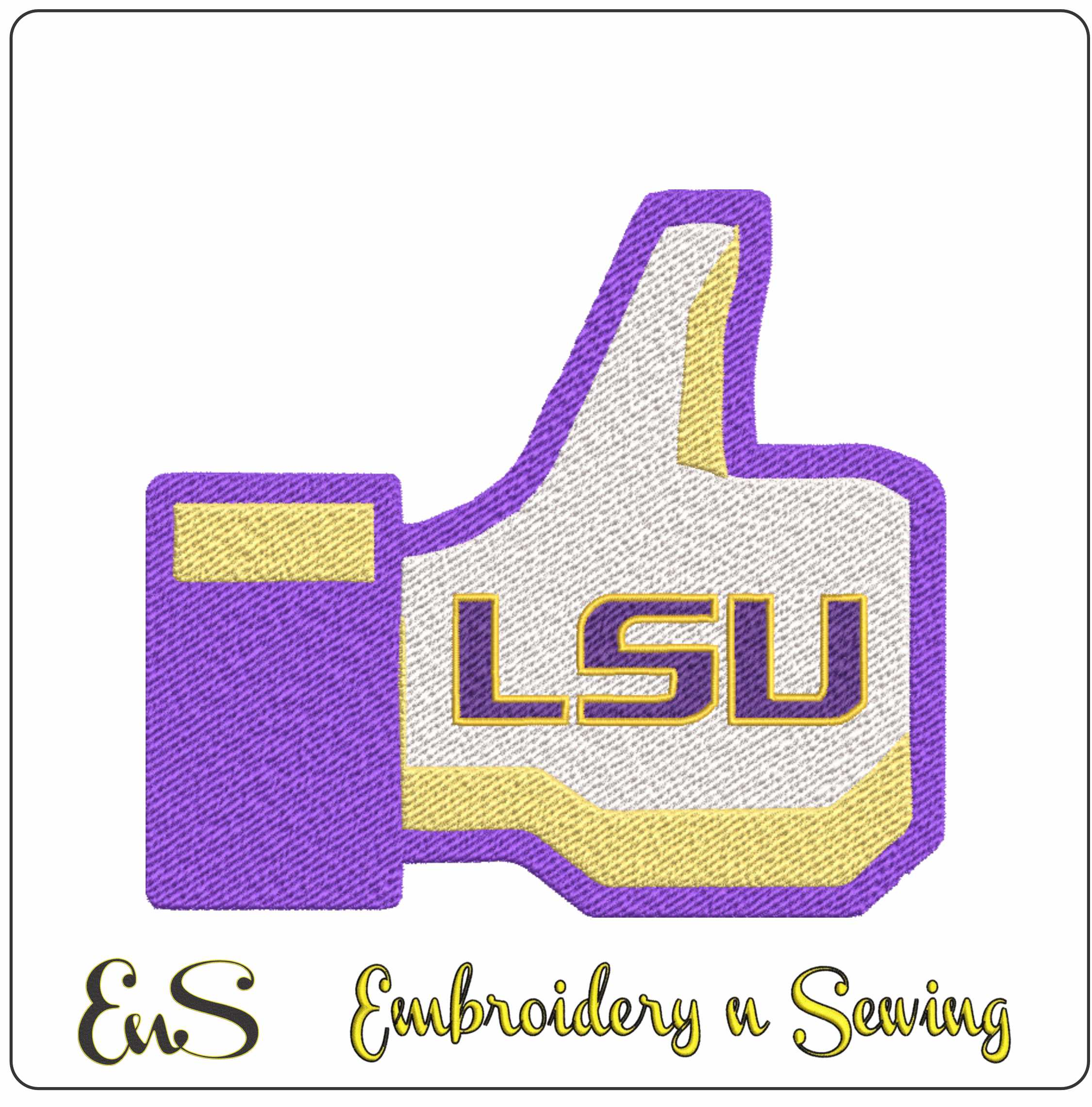 LSU Thumbs Up Embroidery Design