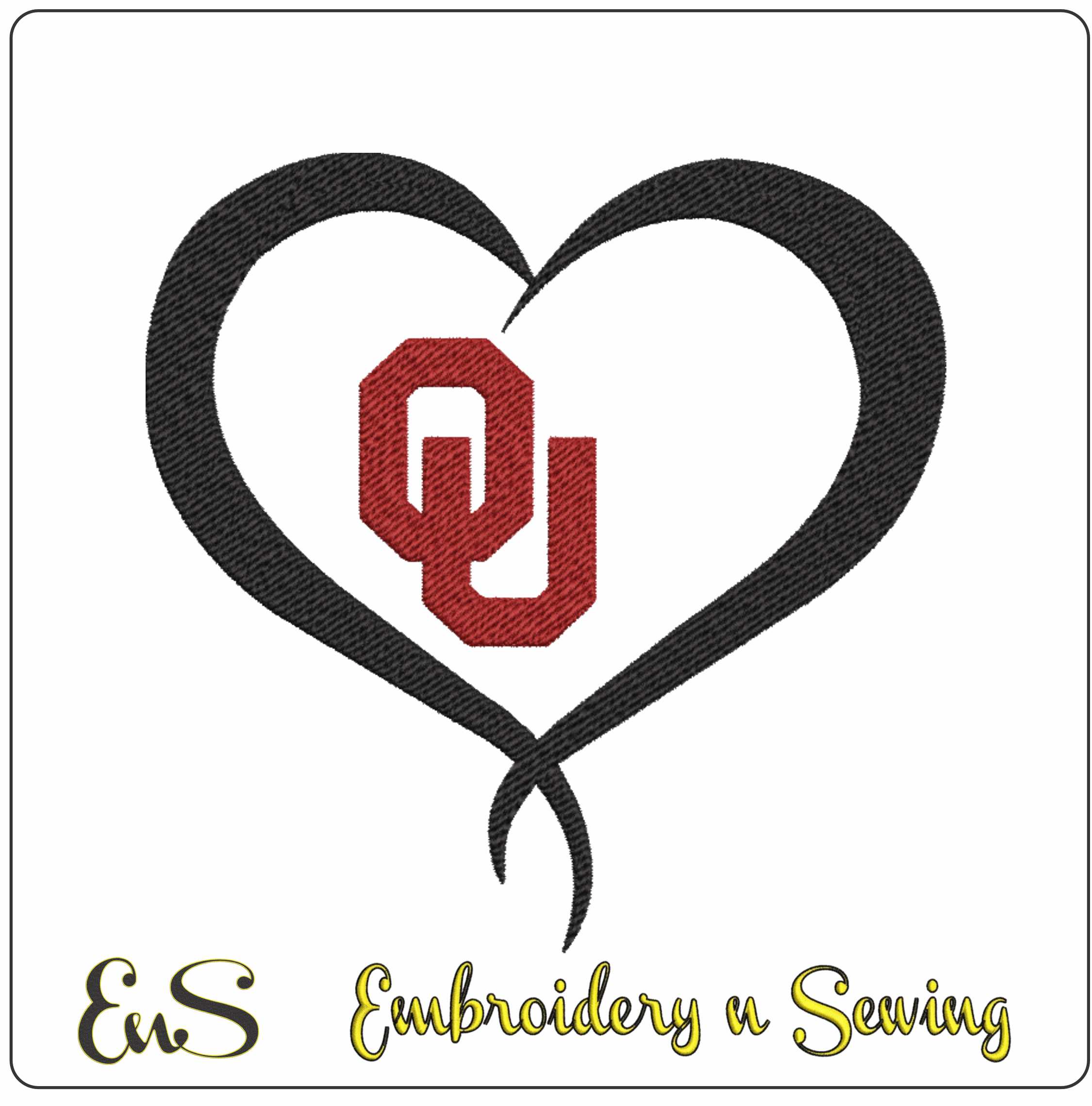 Oklahoma Sooners Twisted Heart OU Embroidery Design
