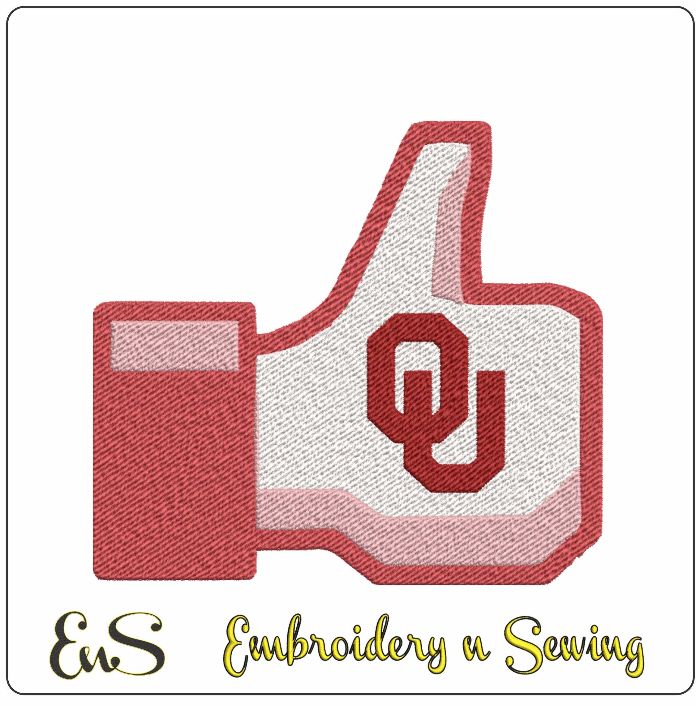 Oklahoma Sooners OU Thumbs Embroidery Design