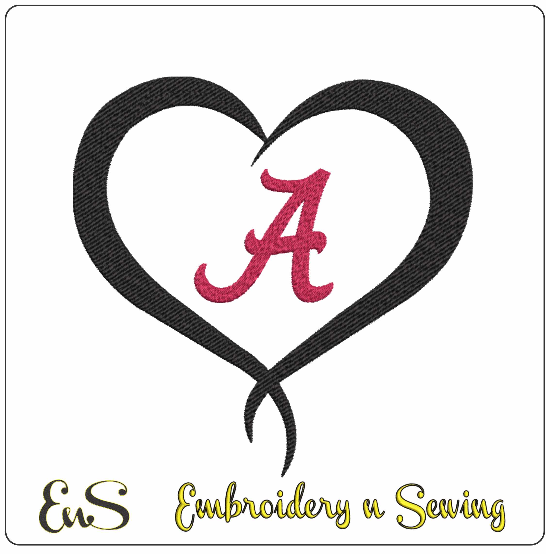 Alabama Script A Twisted Heart Embroidery Design