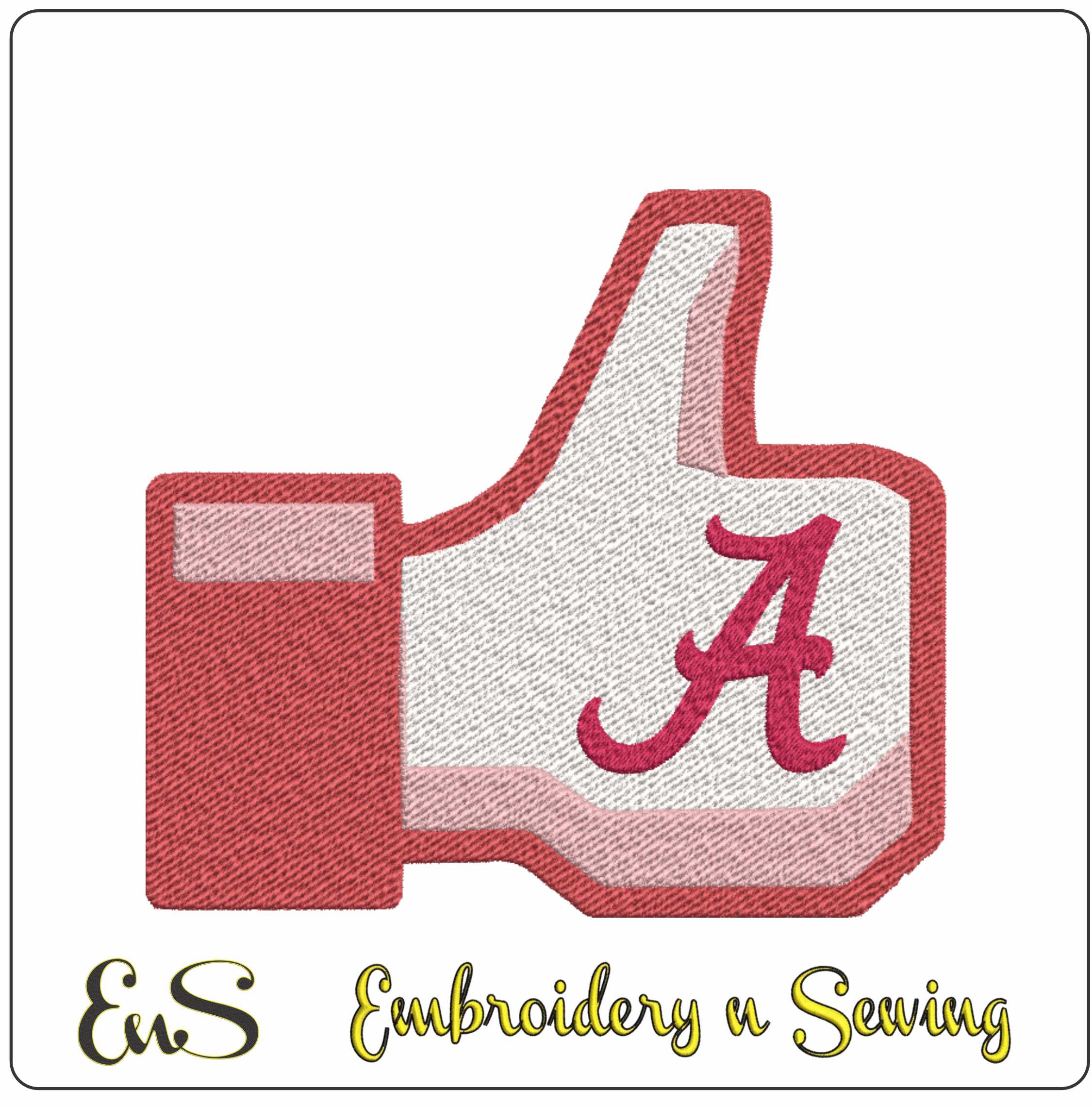 Alabama Thumbs Up Script A Embroidery Design