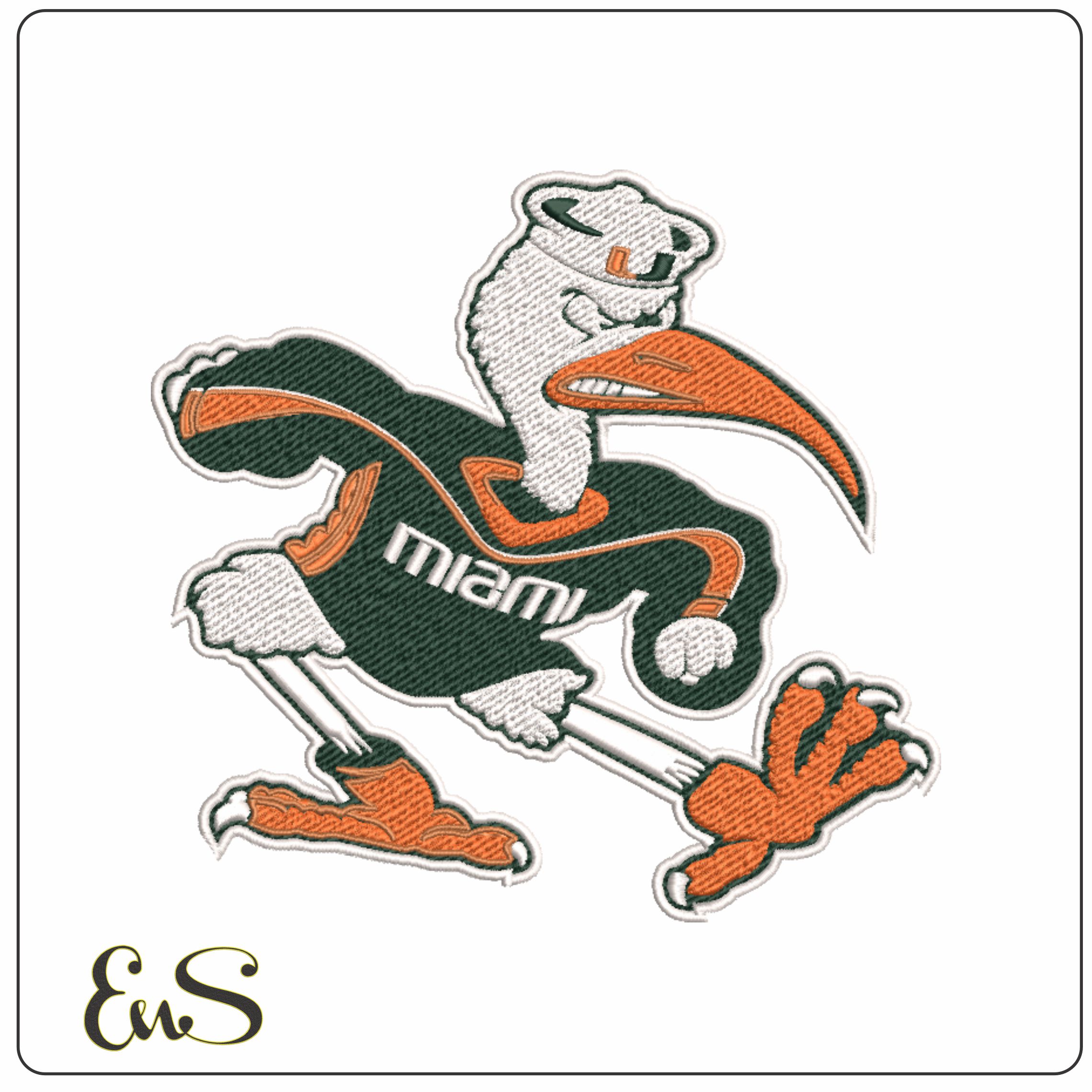 Miami Hurricanes Ibis Mascot in Jersey Embroidery Design