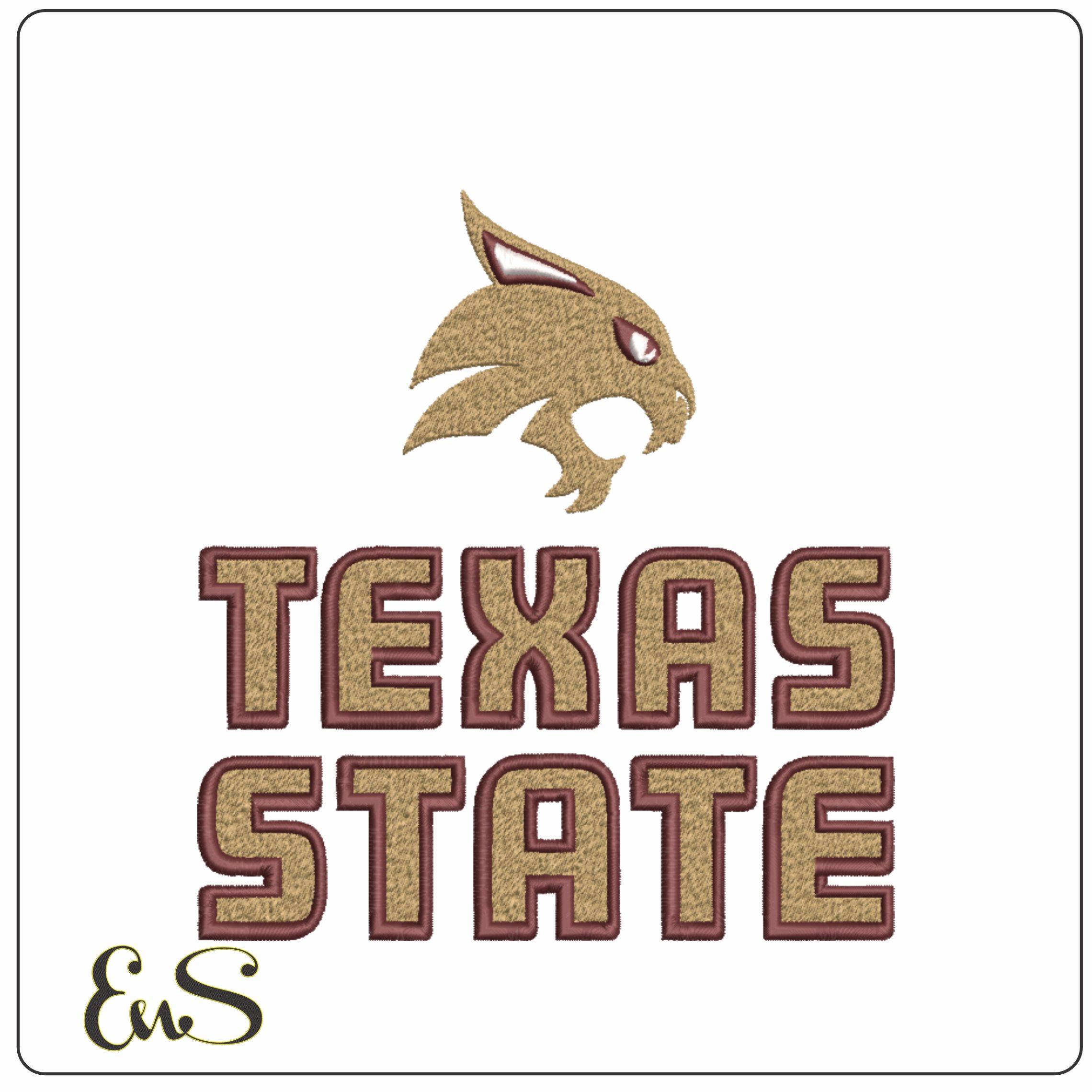 Texas State Bobcats Stacked Wordmark Logo Embroidery Design