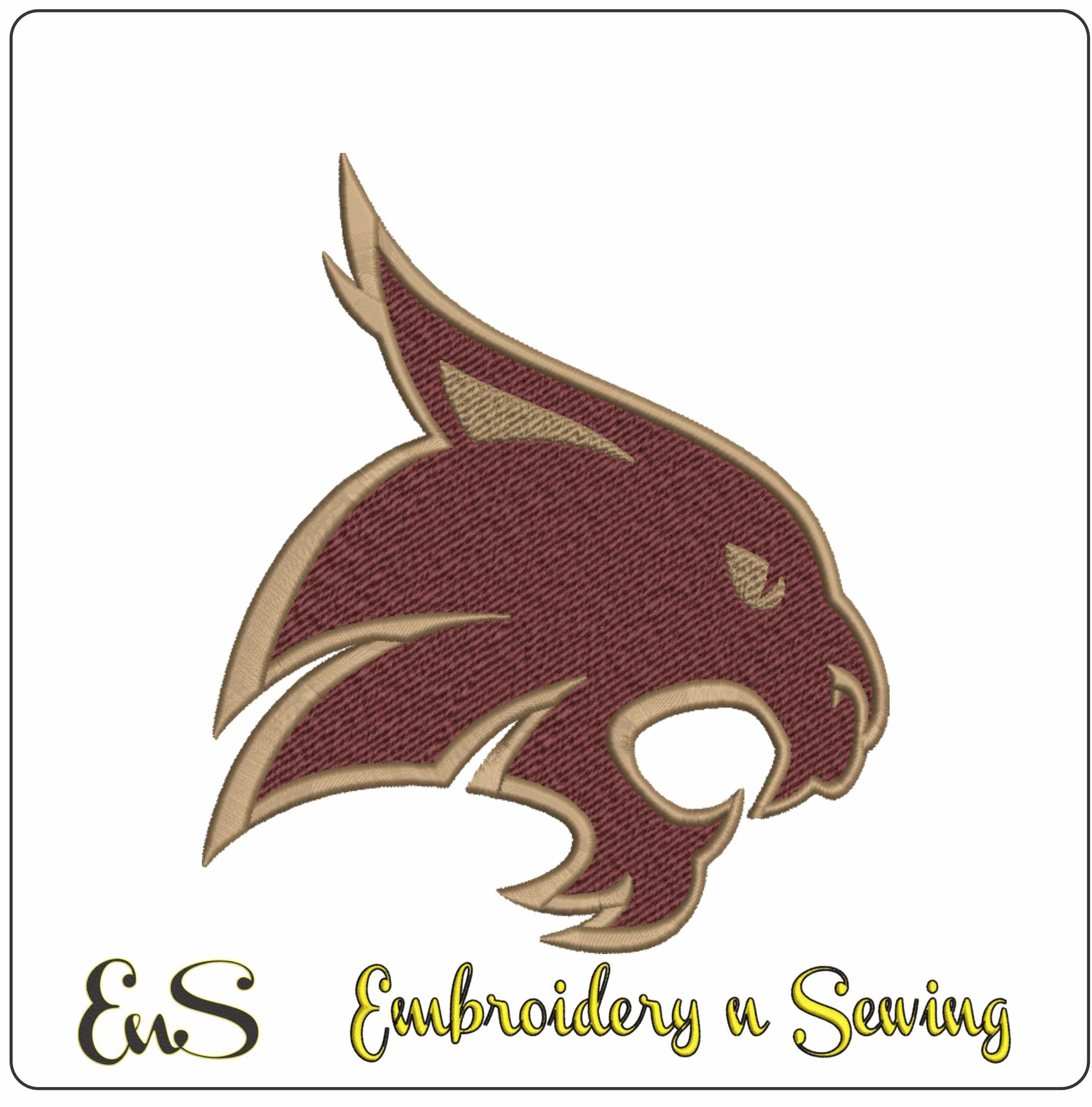 Texas State Bobcats Bobcat Head Logo Embroidery Design