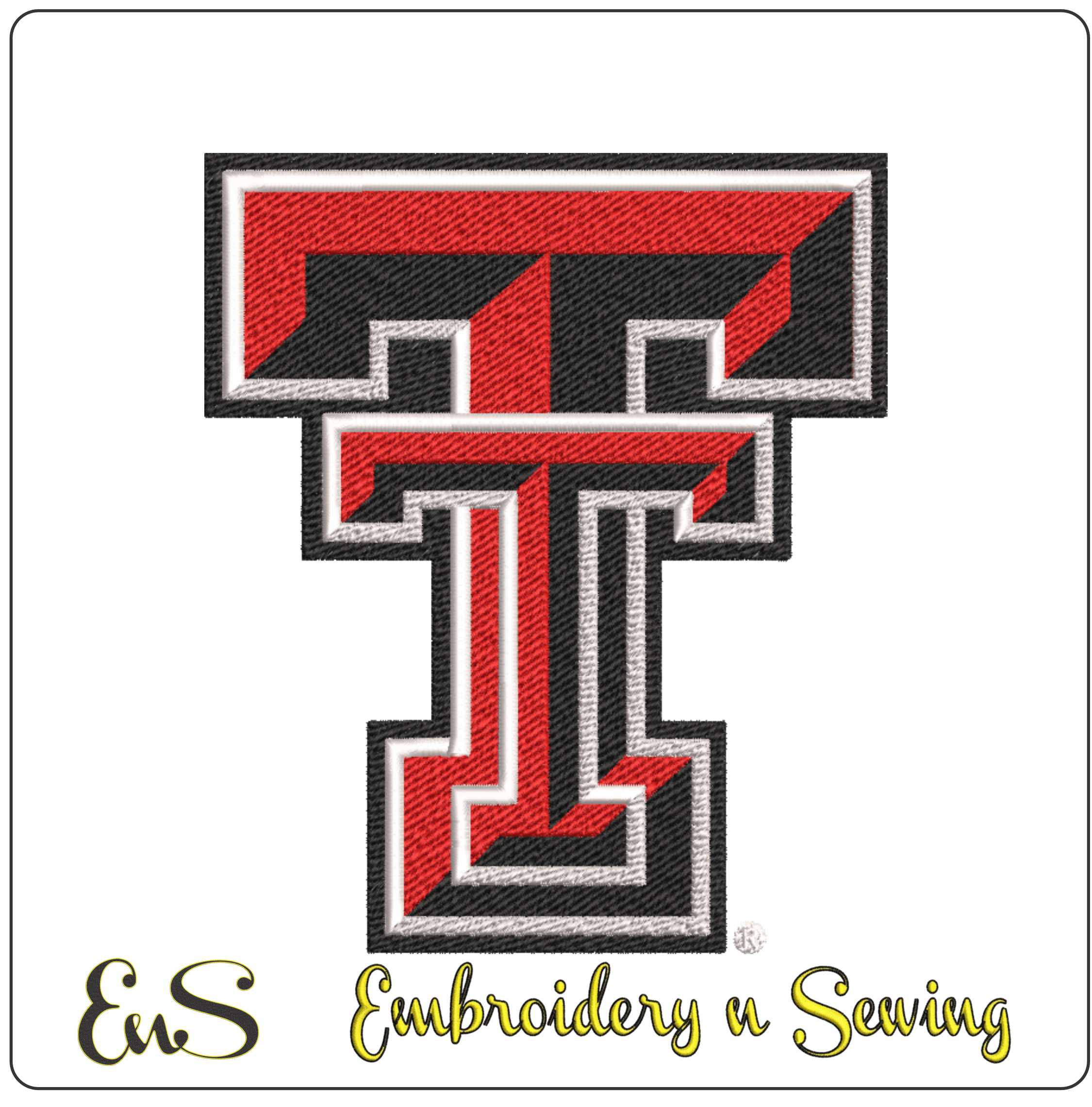 Texas Tech Red Raiders Double T Logo Embroidery Design