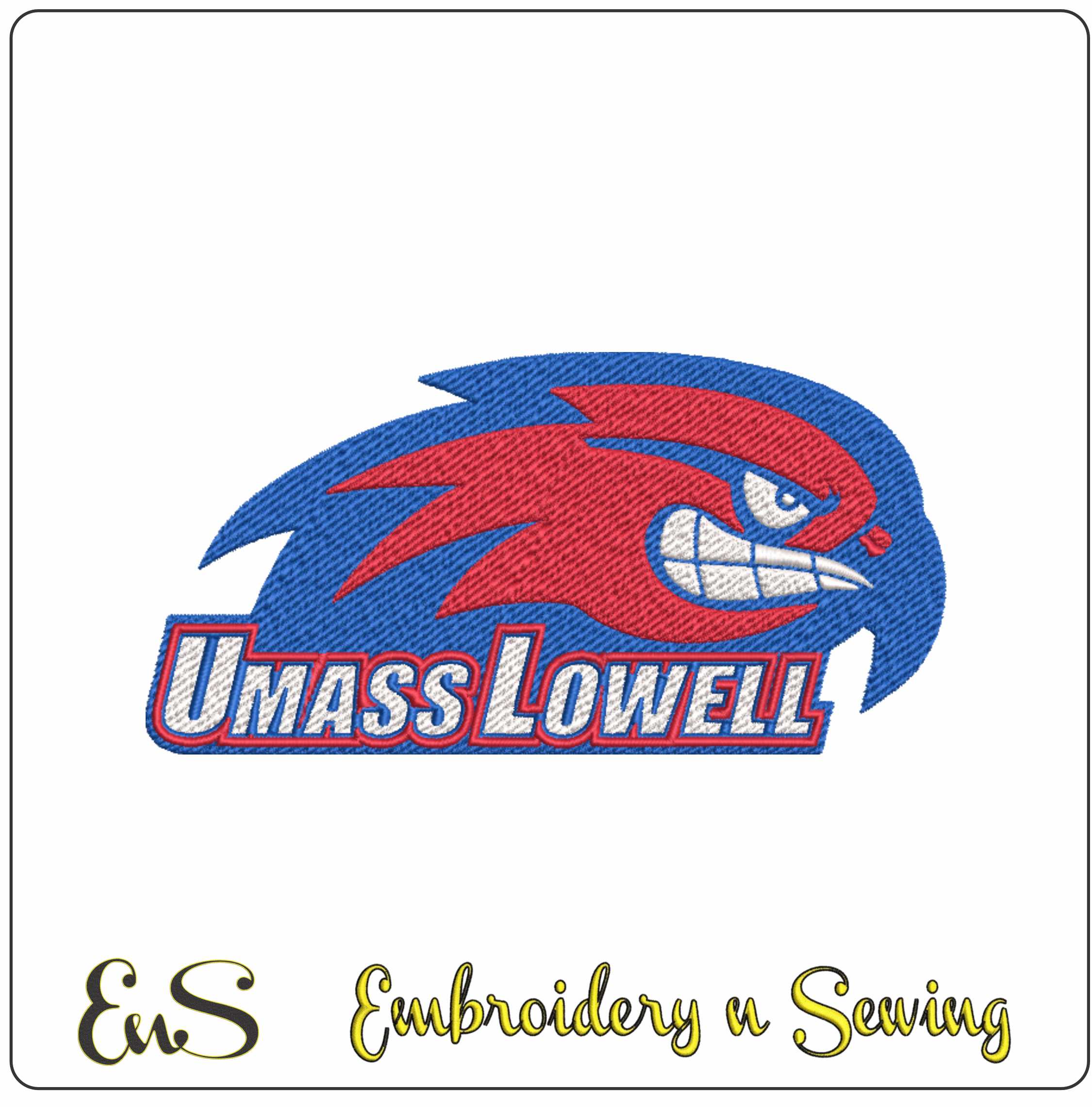 UMass Lowell River Hawks Logo Embroidery Design