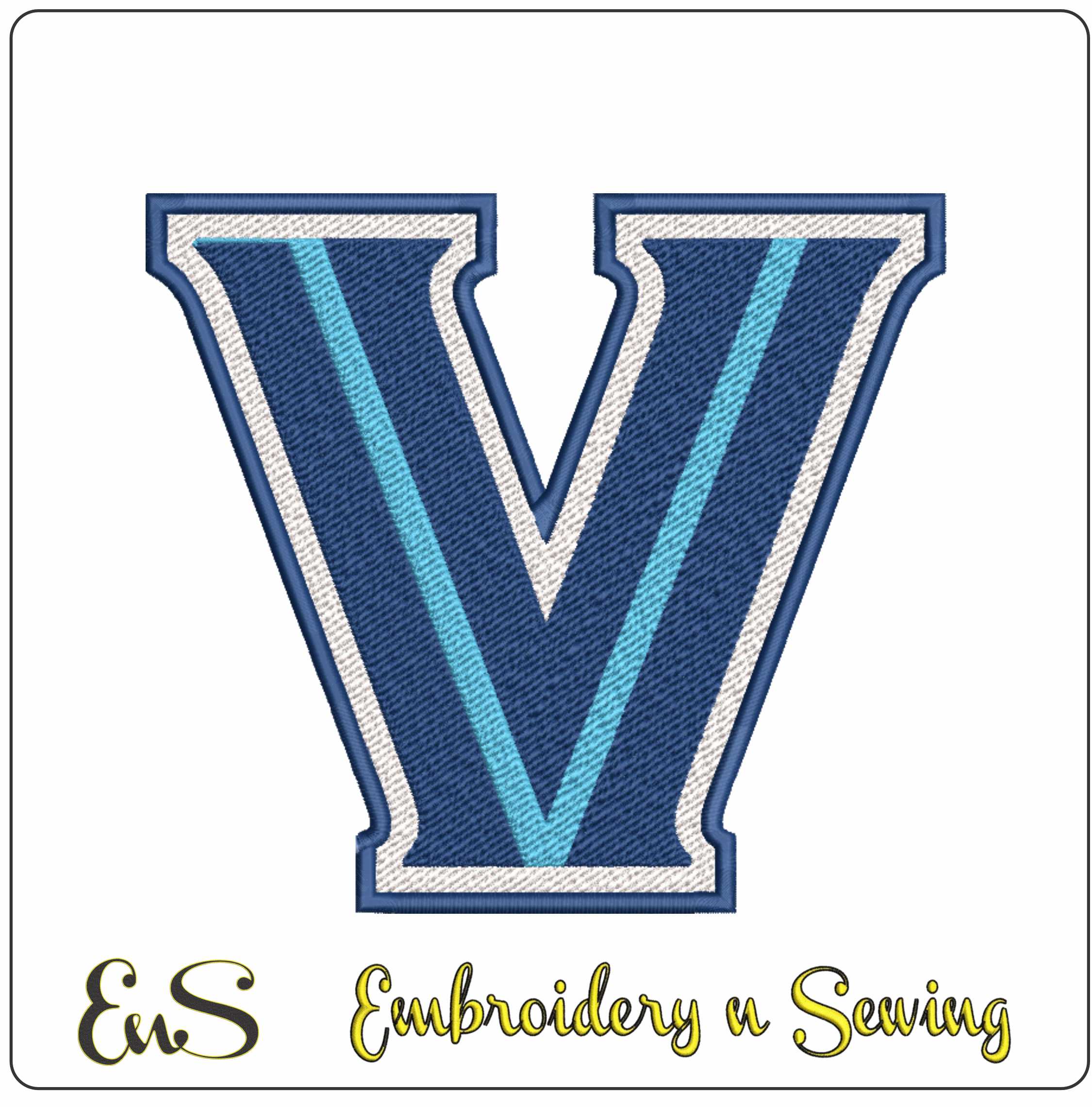 Villanova Wildcats Navy V Logo Embroidery Design