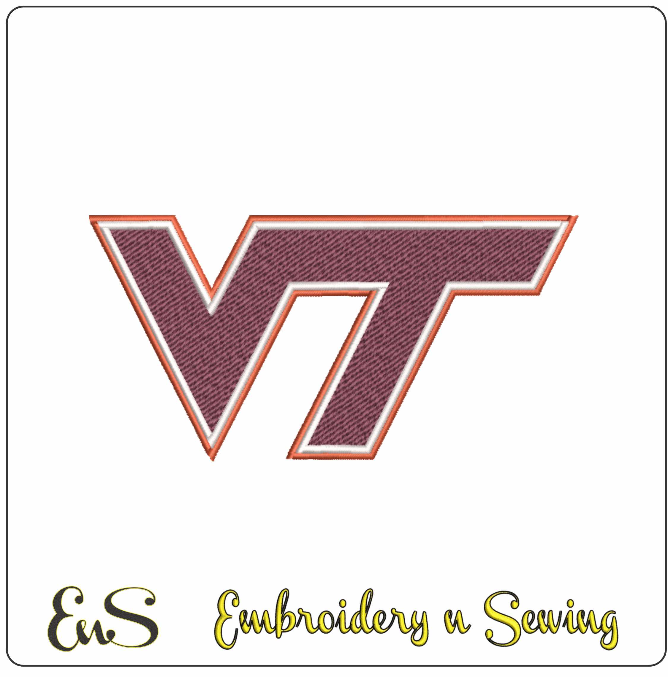 Virginia Tech Hokies VT Logo Embroidery Design
