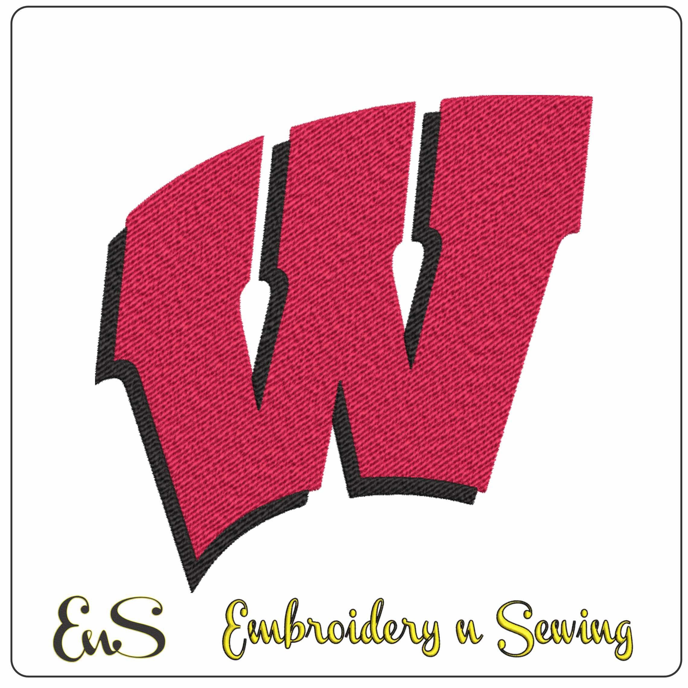Wisconsin Badgers Motion W Shadow Logo Embroidery Design