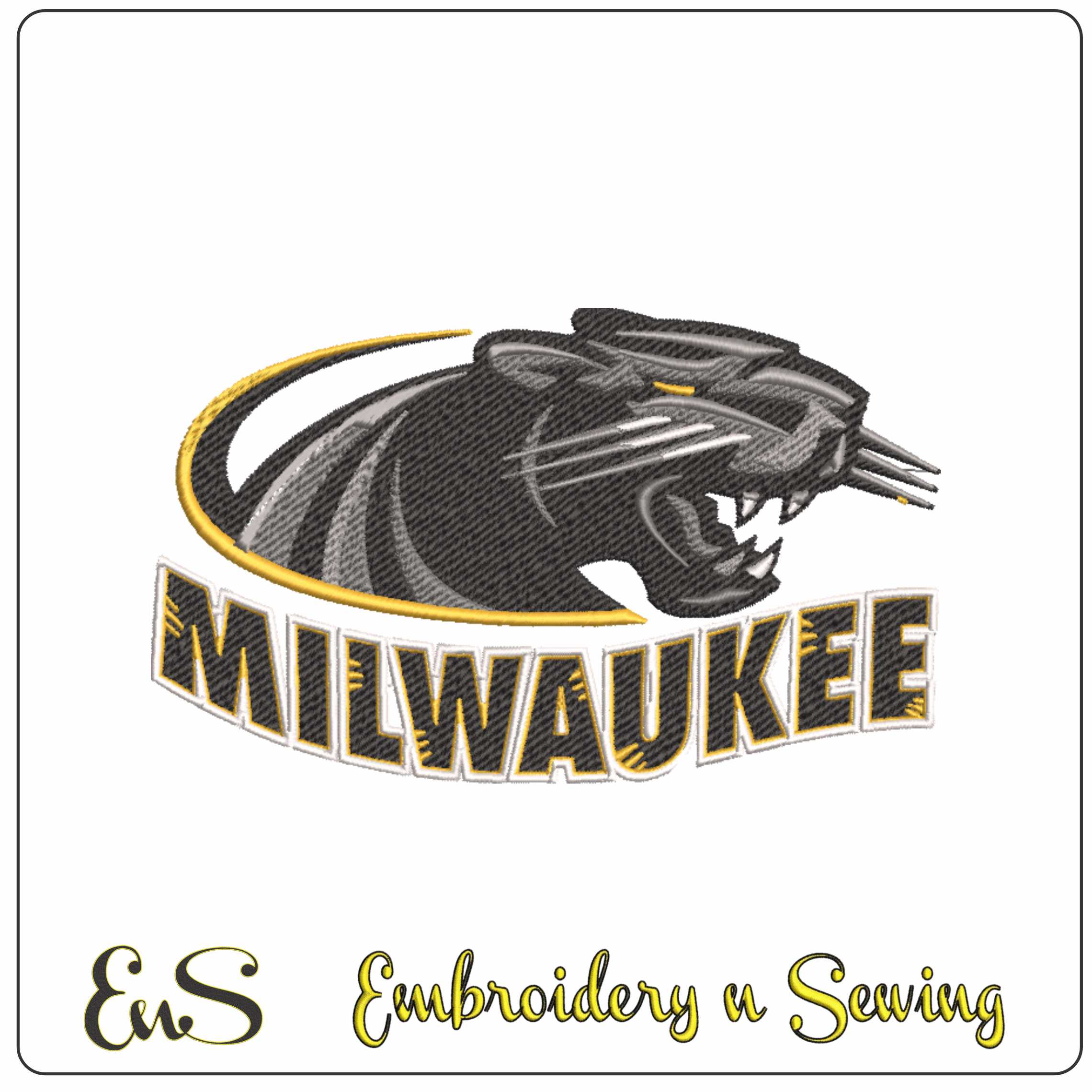 Milwaukee Panthers Roaring Panther Embroidery Design