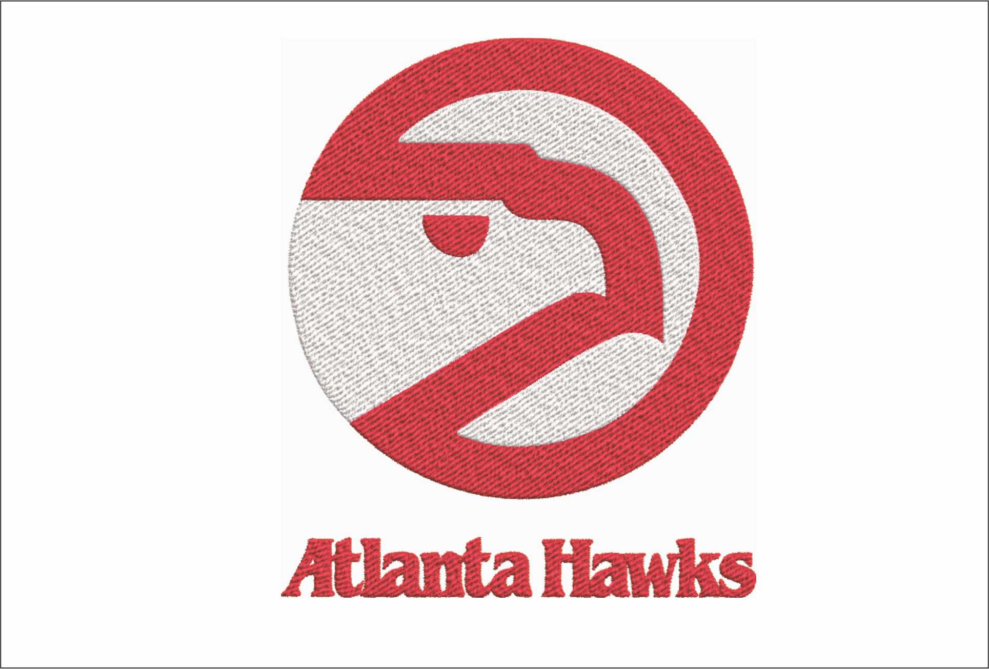 Atlanta Hawks Logo with Wordmark Embroidery Design