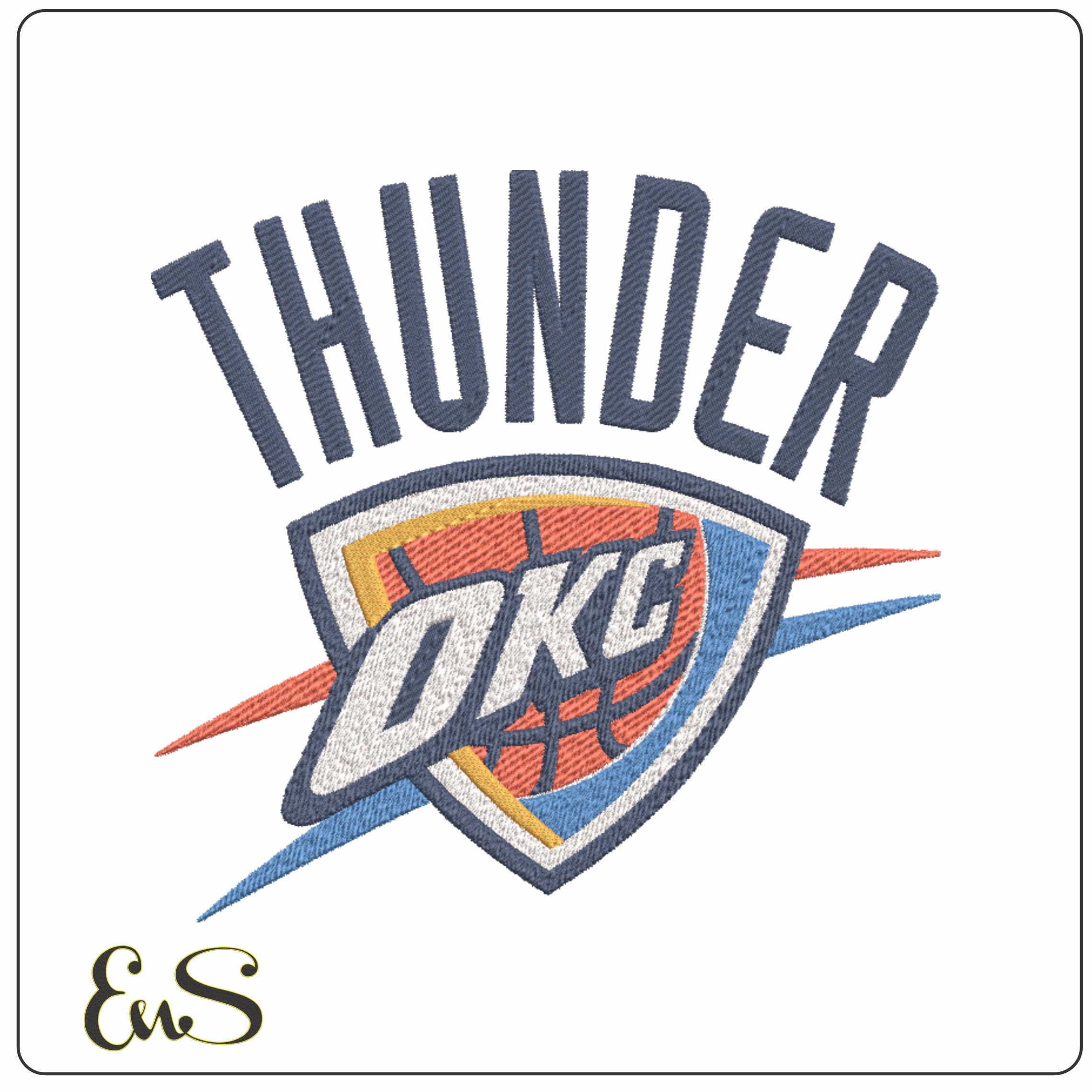 Oklahoma City Thunder OKC Shield Logo Embroidery Design