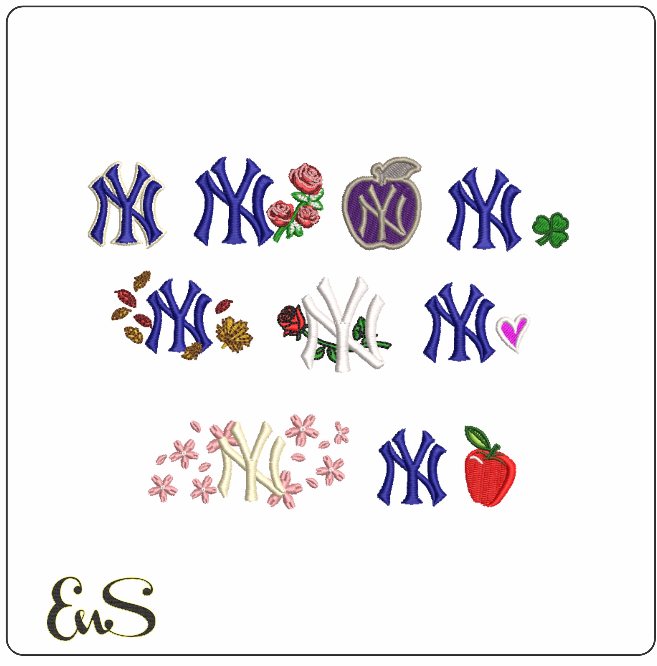 10 NY Yankee Logos - Major league Baseball logo - MLB embroidery machine pattern embroidery file - 1 size instant download