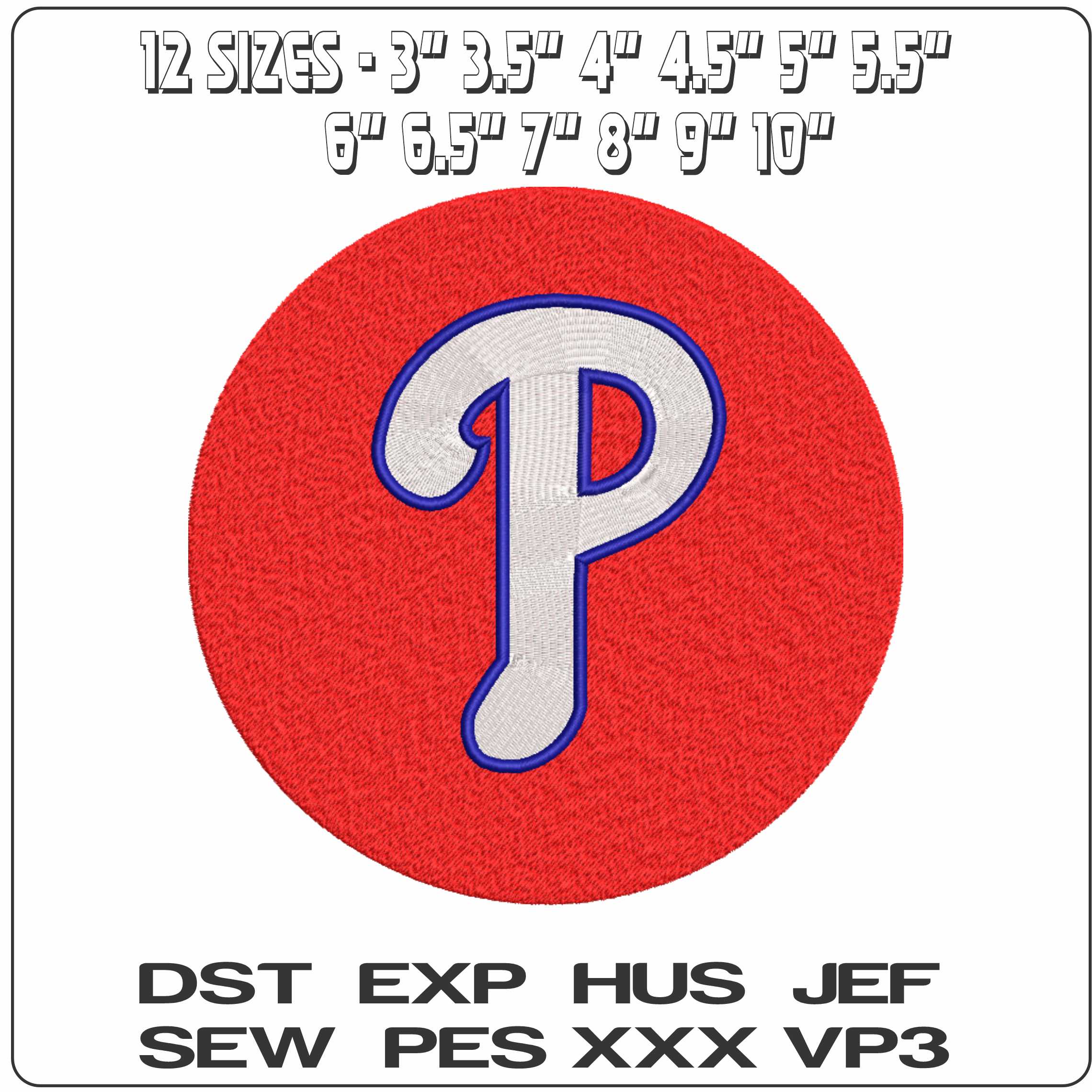 Philadelphia Phillies Emblem Embroidery Design