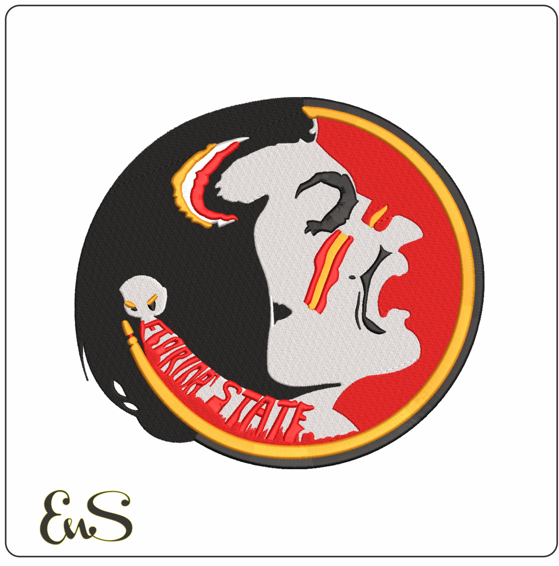 Florida State Seminoles Round Emblem with FLORIDA STATE Text Embroidery Design