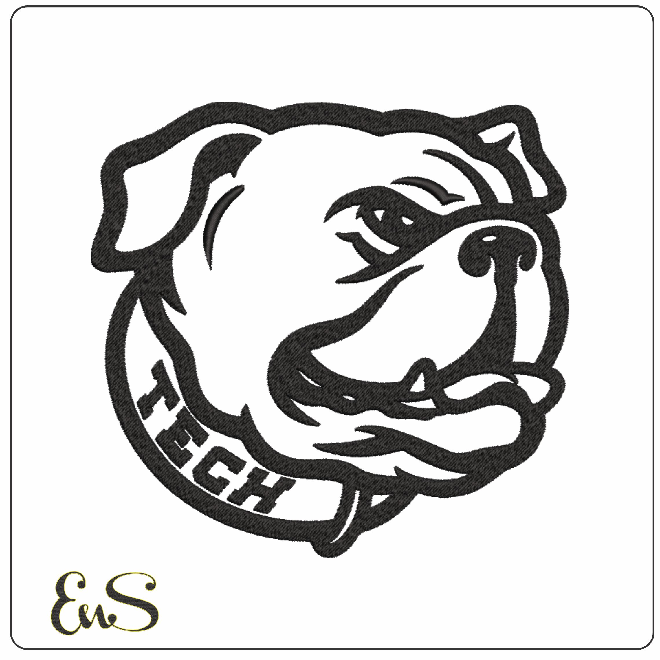 Louisiana Tech Bulldogs Bulldog Outline Embroidery Design