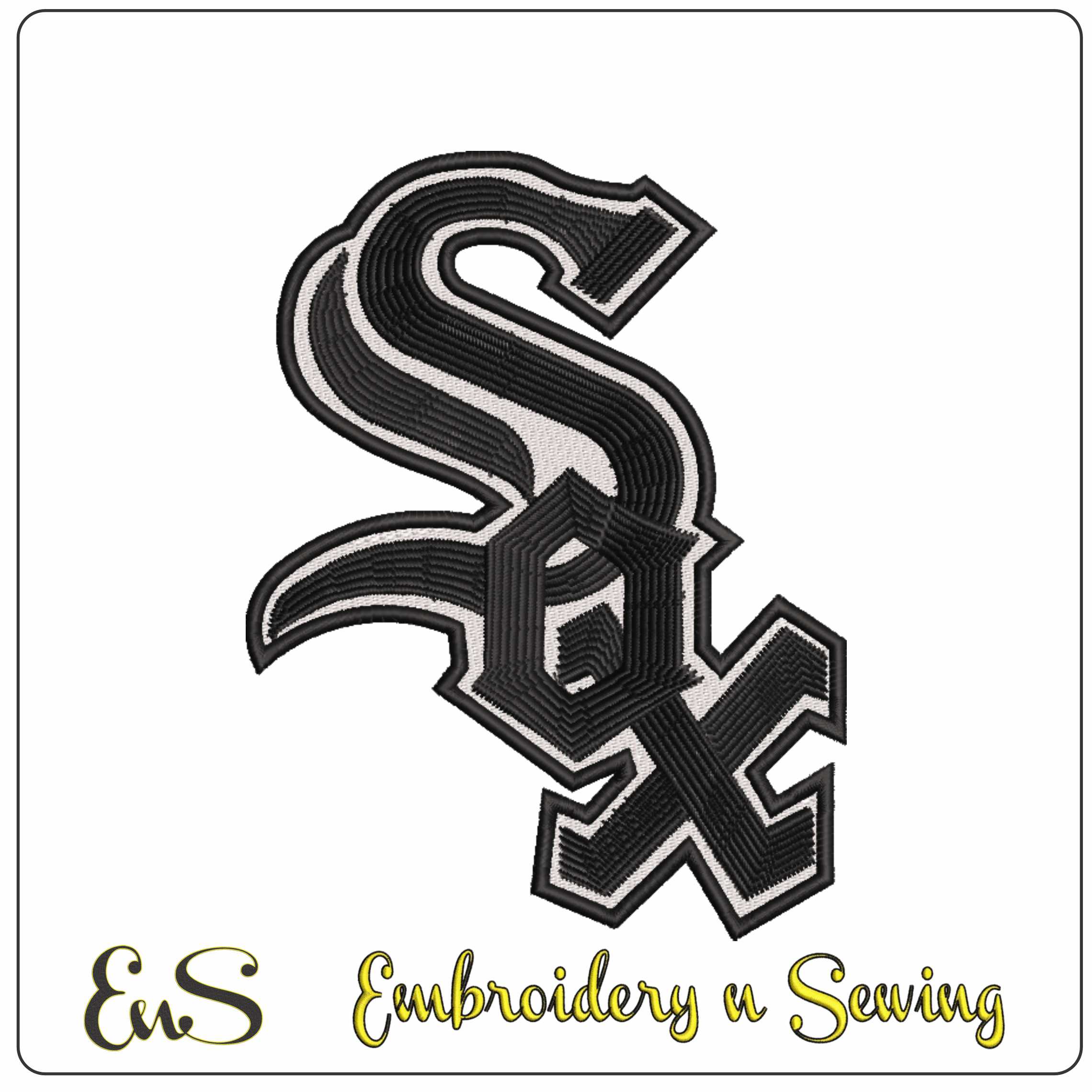 Chicago White Sox Outlined Sox Logo Embroidery Design