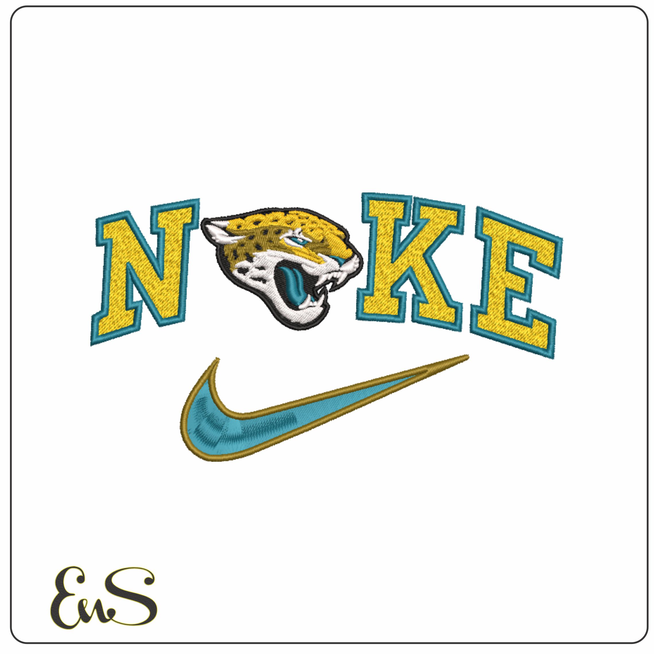 Nike Swoosh Jacksonville Jaguars  - NFL embroidery design file - instant download
