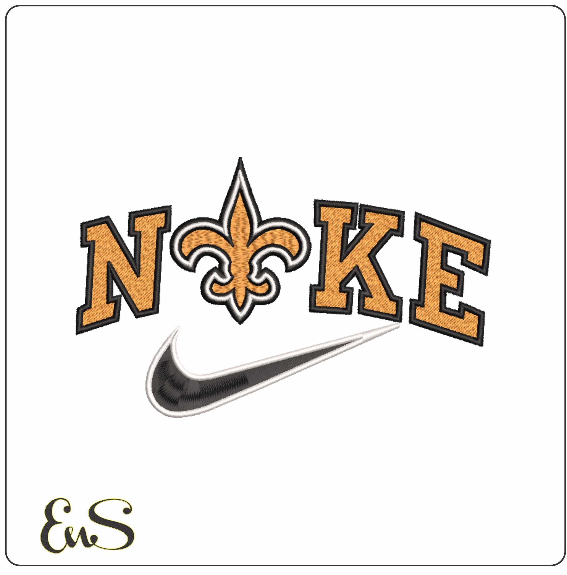 Nike Swoosh New Orleans Saints  - NFL embroidery design file - instant download