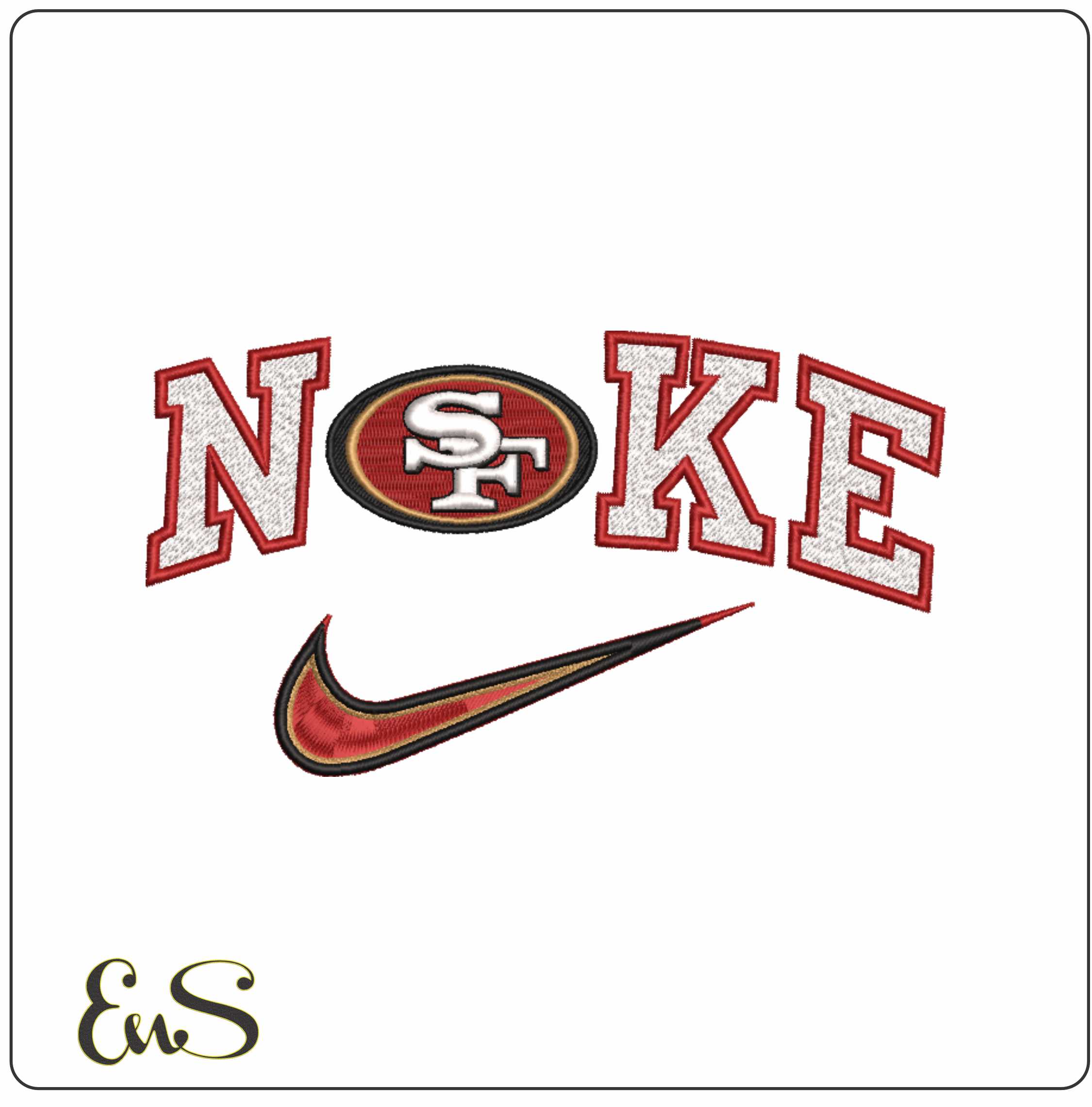 Nike Swoosh San Francisco 49 ers  - NFL embroidery design file - instant download