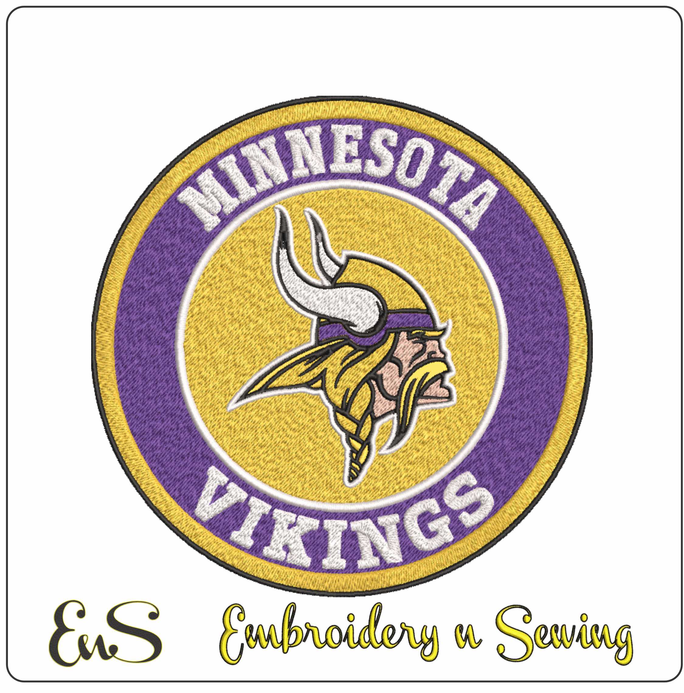 Minnesota Vikings Round Emblem Embroidery Design