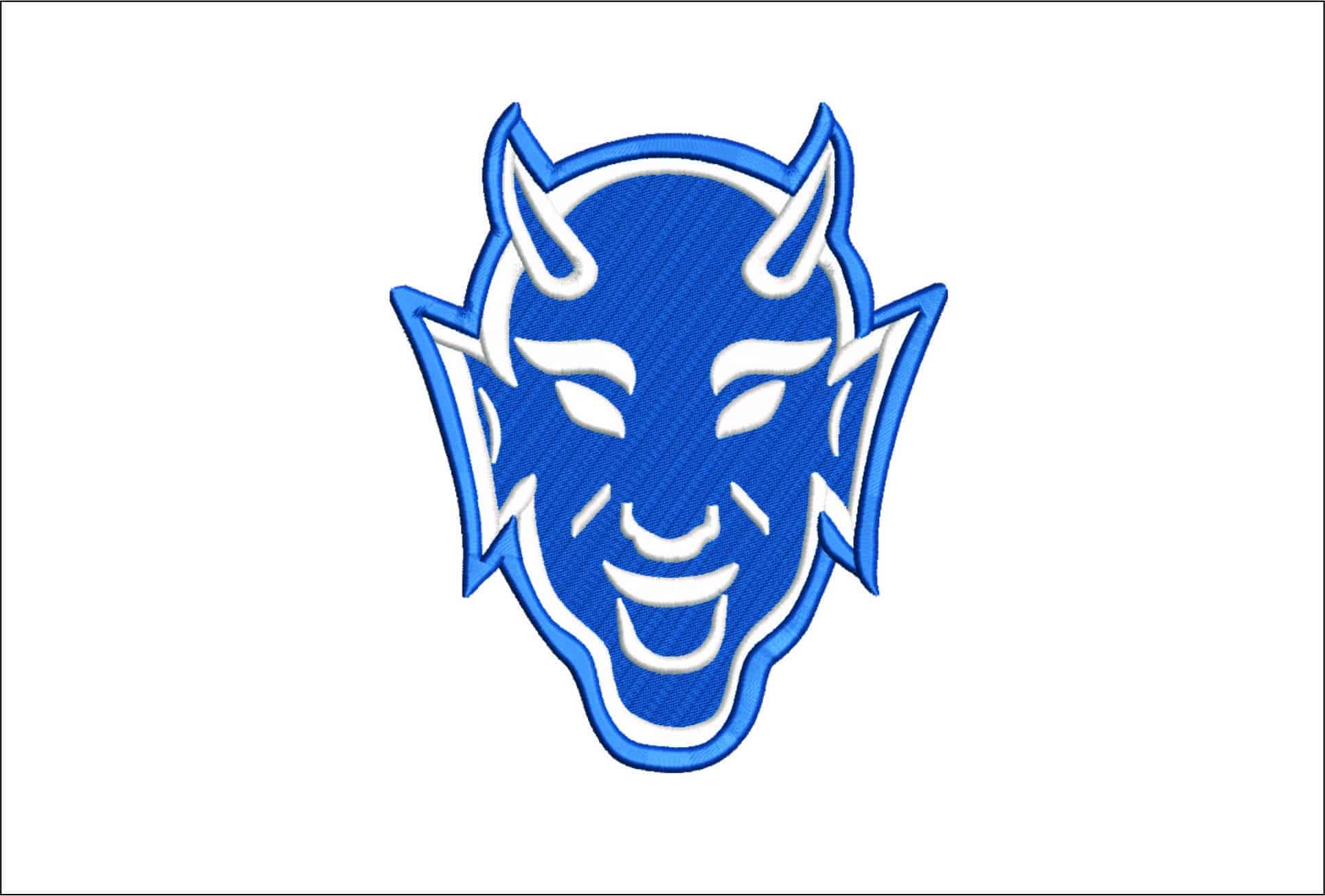 Blue Devils Mascot- Elegant embroidery design file - instant download