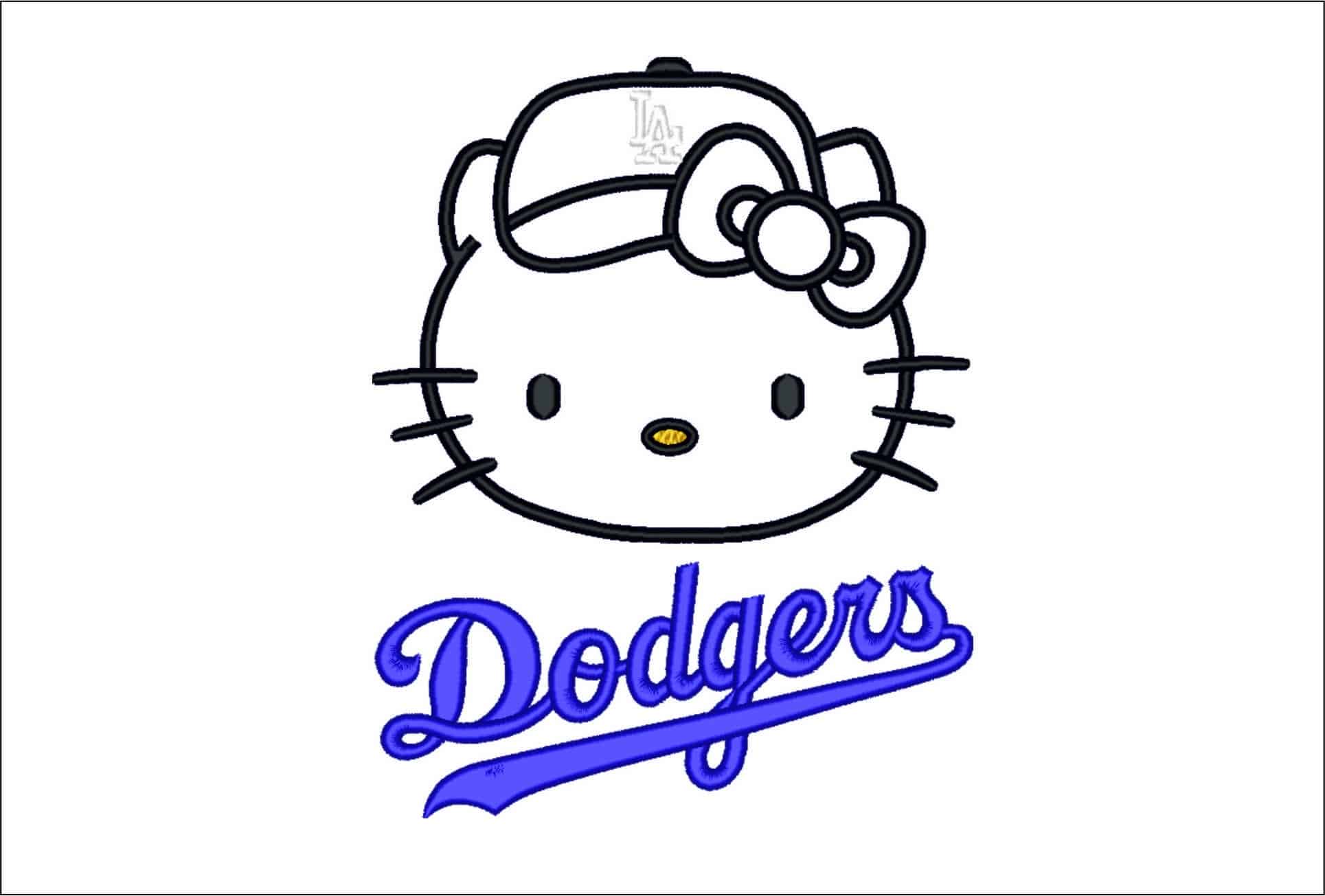 Hello Kitty Head With Hat LA Dodgers for Applique - embroidery design pattern - multiple machine formats - instant download