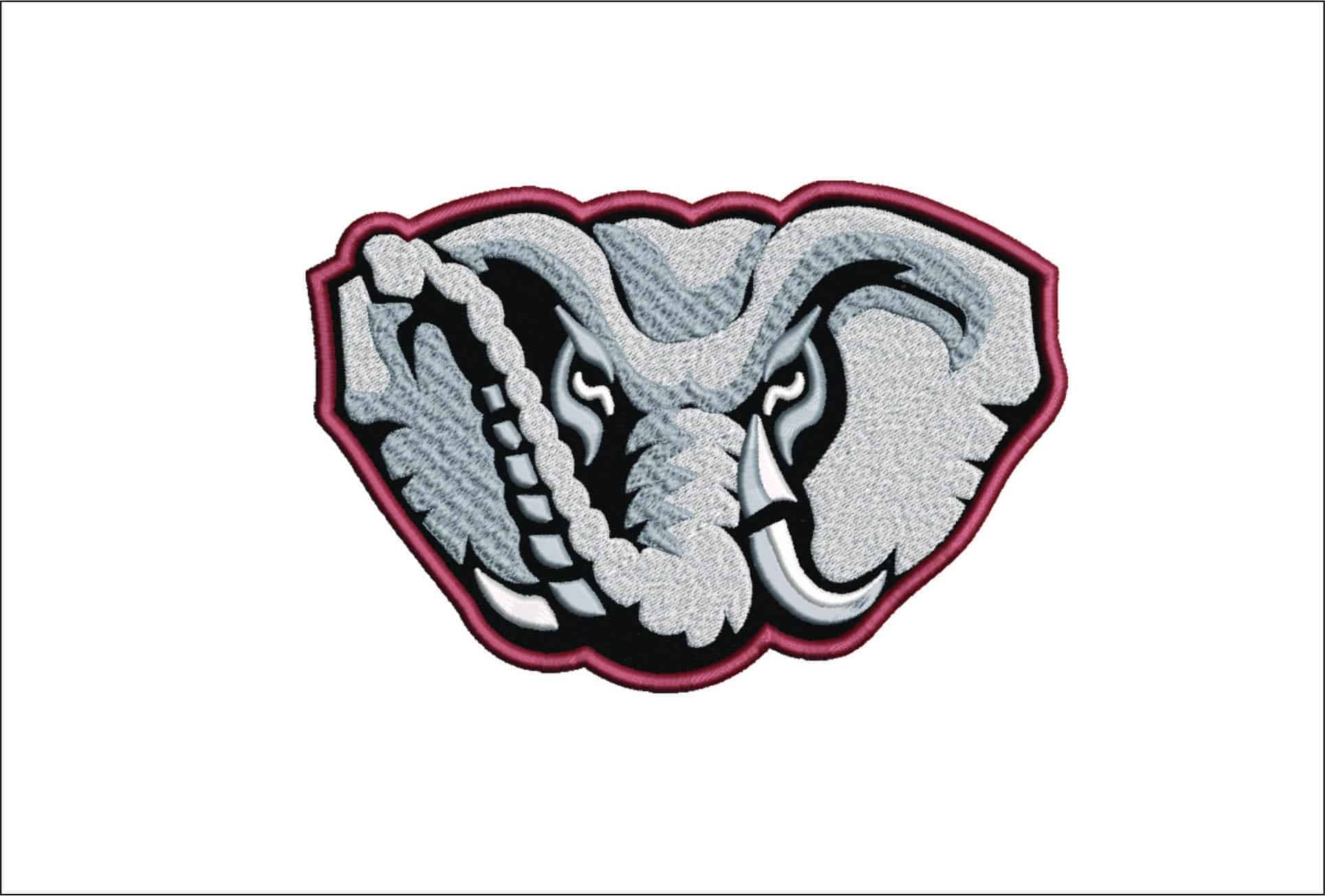 Elephant Face Mascot Embroidery Design