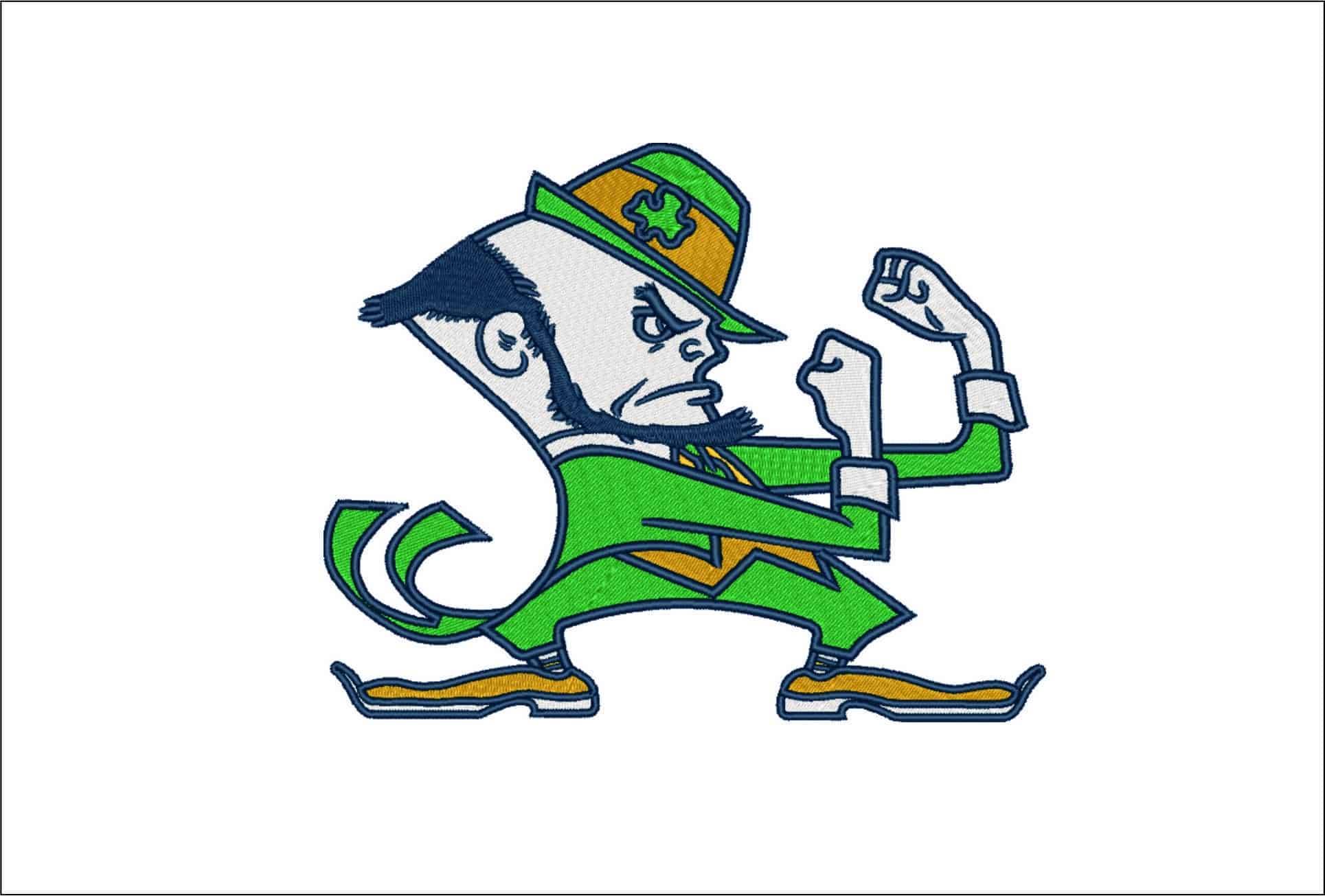 Notre Dame Fighting Irish Leprechaun Fists Up Embroidery Design