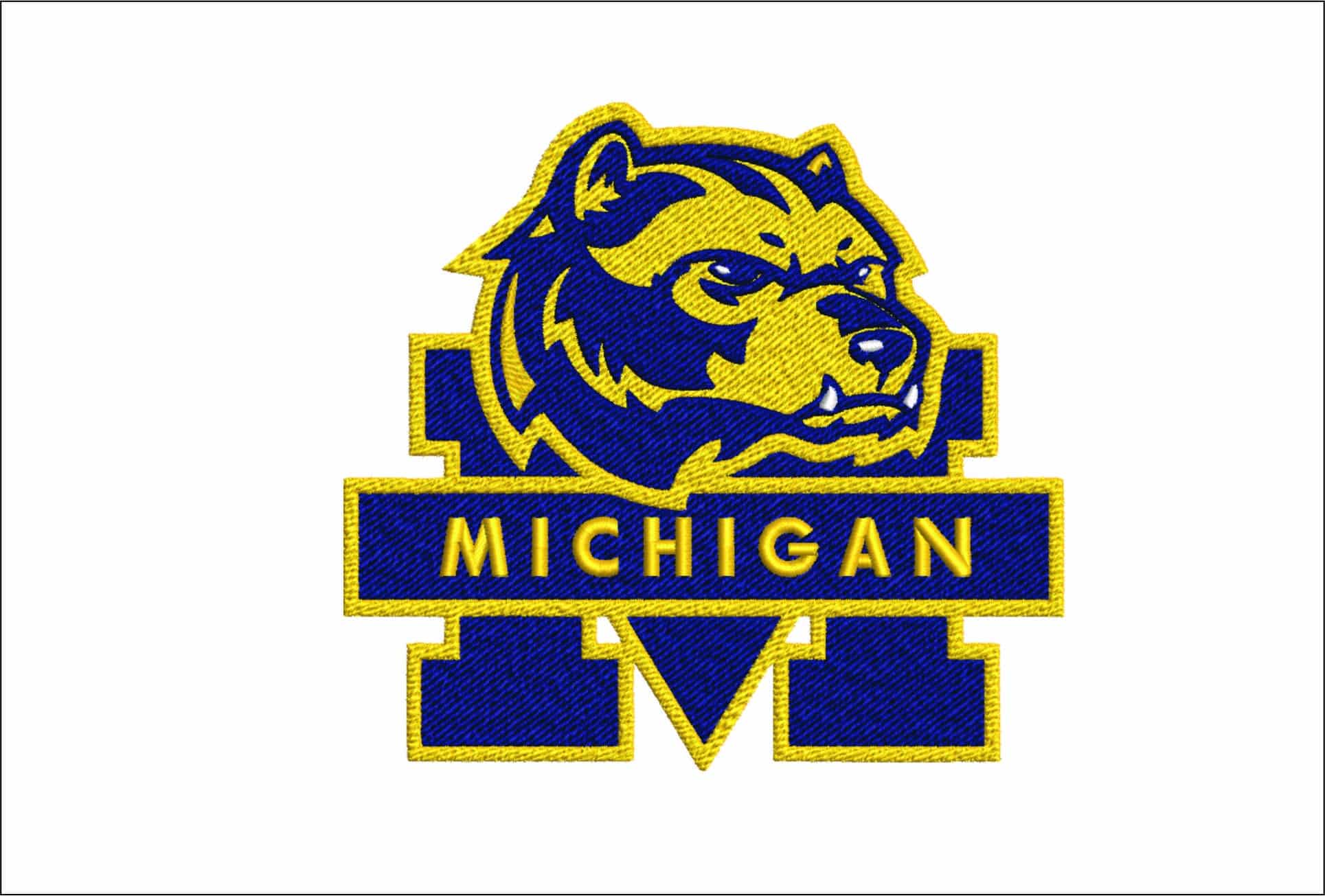 Michigan Wolverines Wolverine Head and Block M Embroidery Design