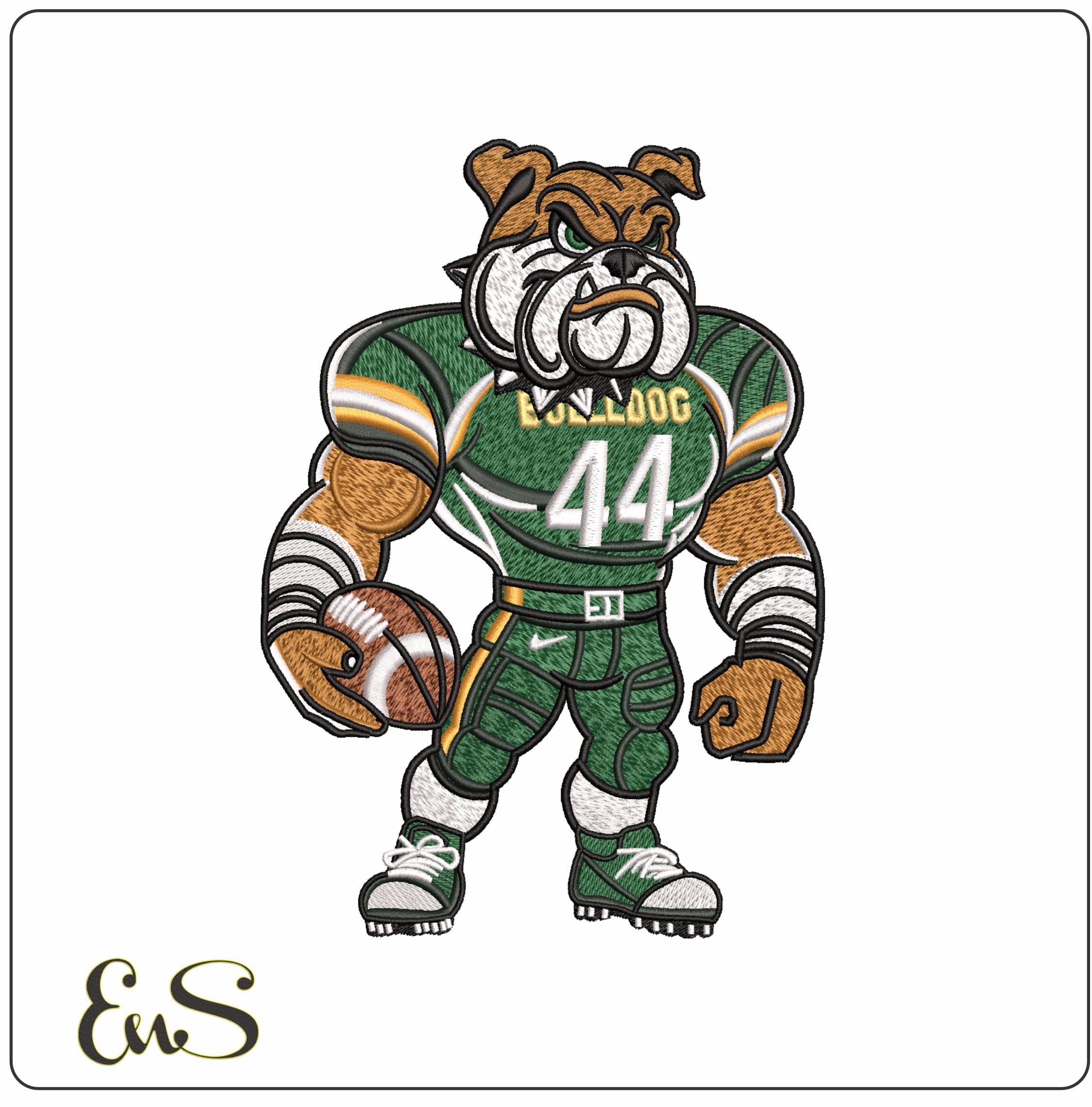 Bulldog Football Embroidery Design
