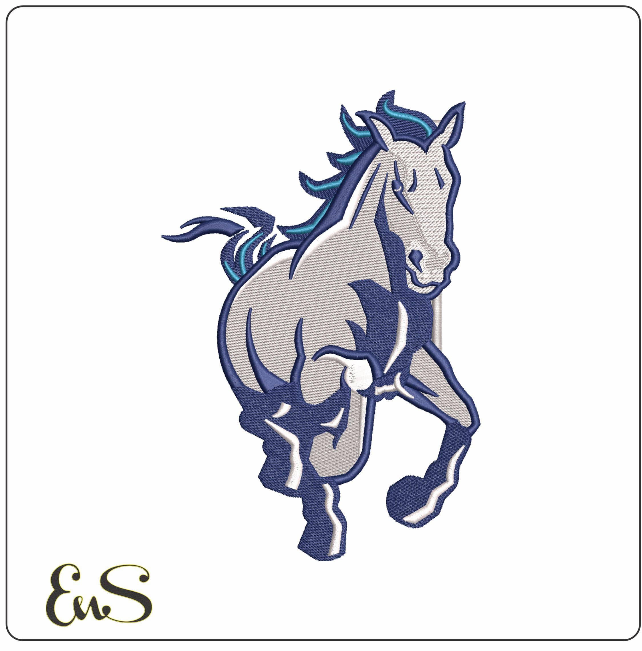 Giddings Lone Star Southeast Mustang Logo Embroidery Design