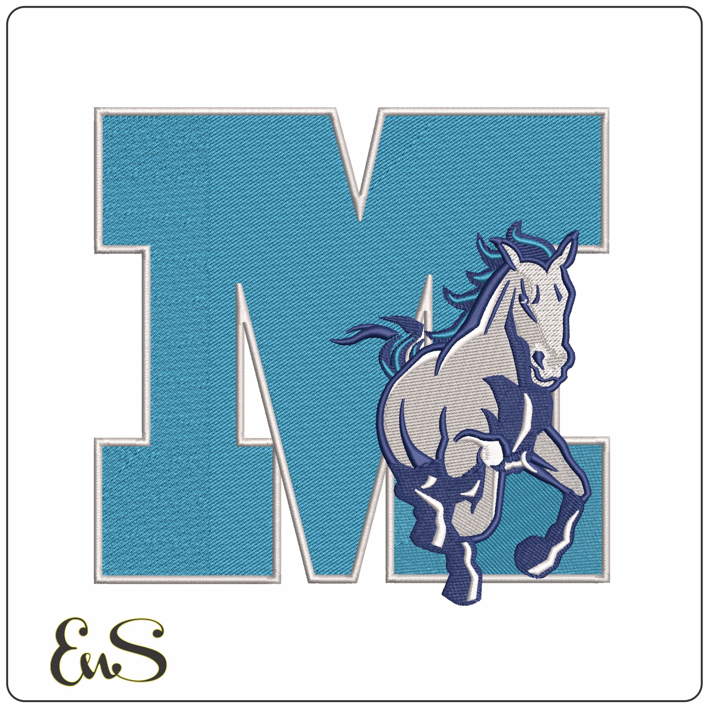 Giddings Lone Star Southeast Mustangs Logo Embroidery Design