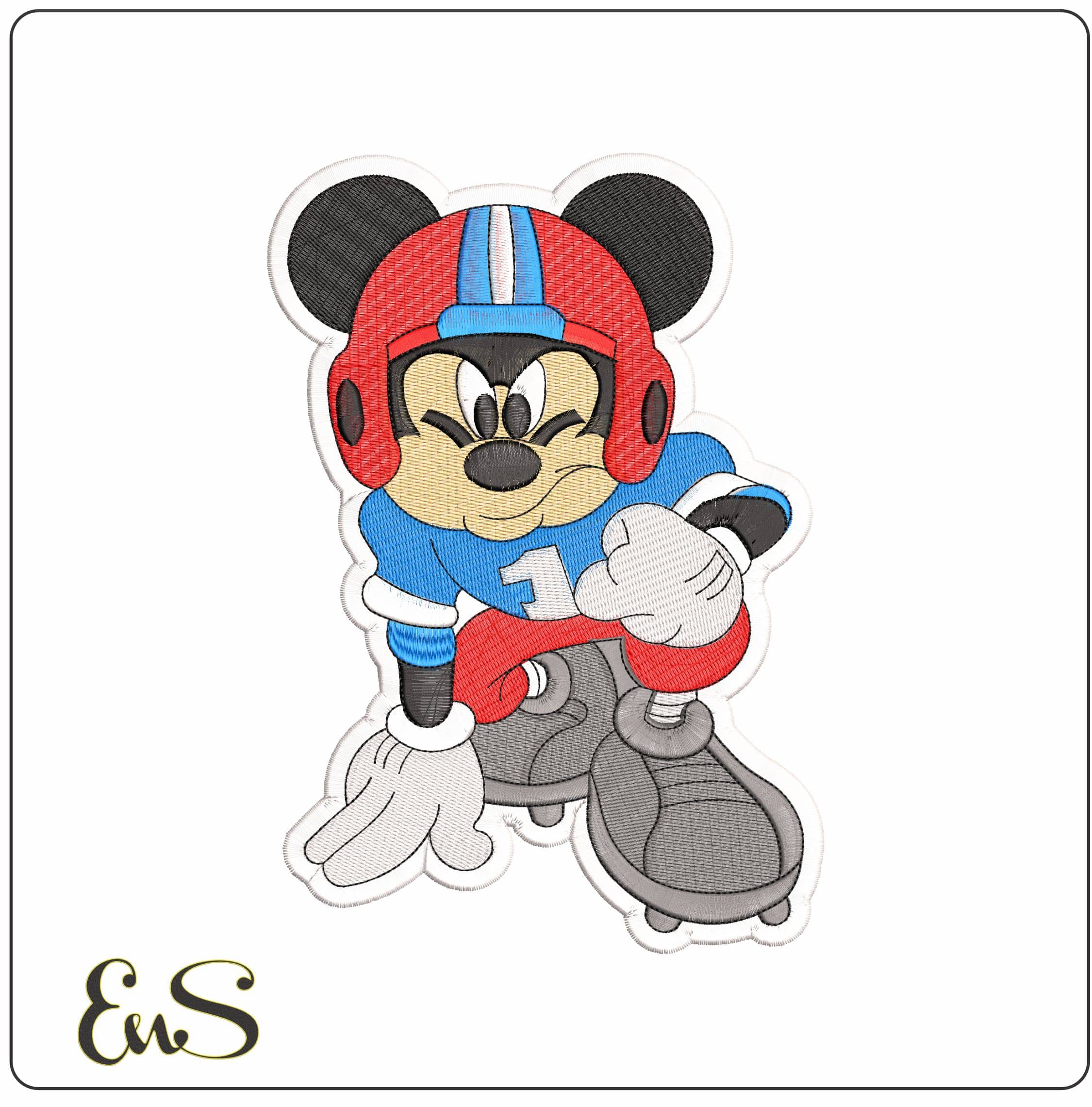 Mickey Mouse NFL Football - Elegant embroidery design file - instant download