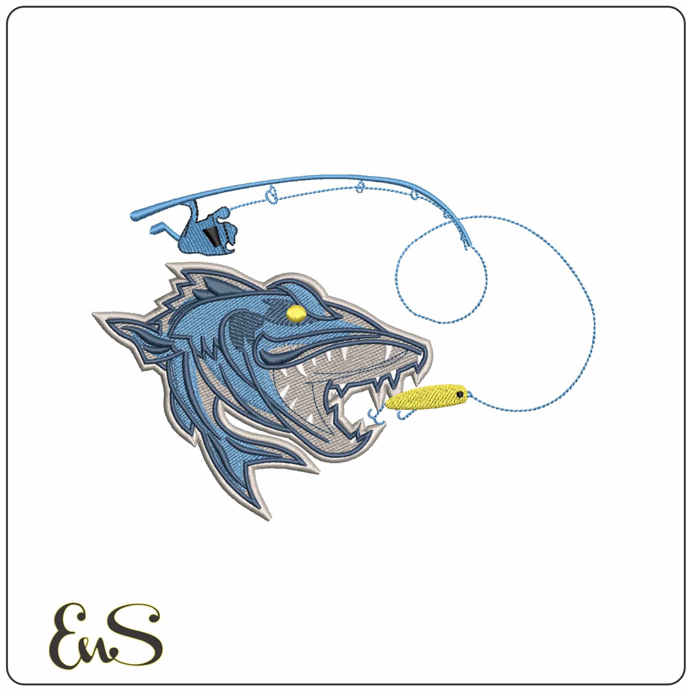 Pike Fishing Embroidery Design