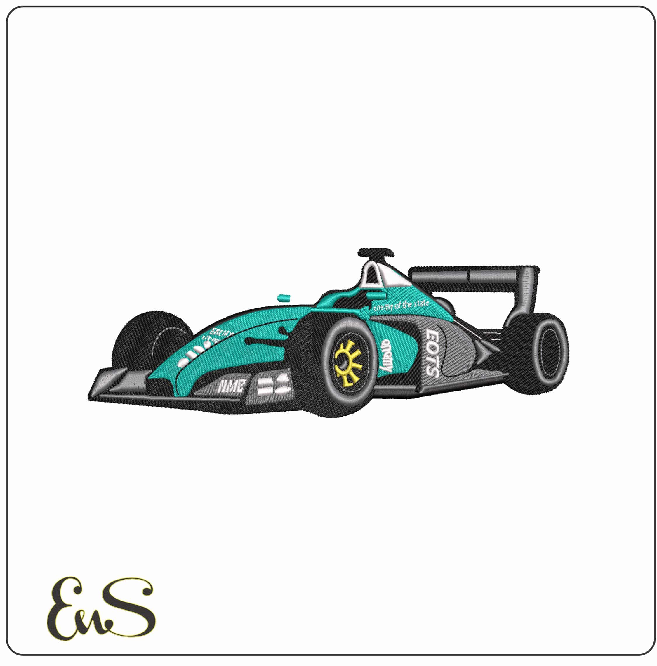 Racing Car Embroidery Design