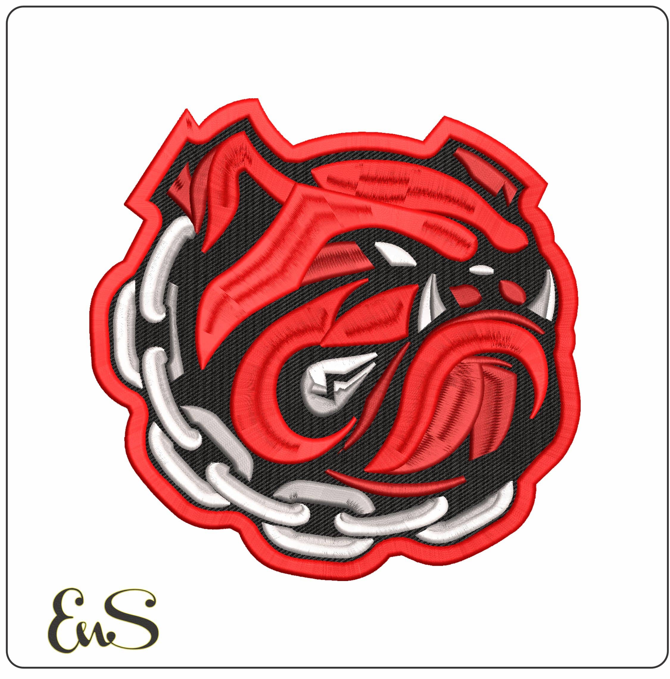 Bulldog 3D Puff Embroidery Design