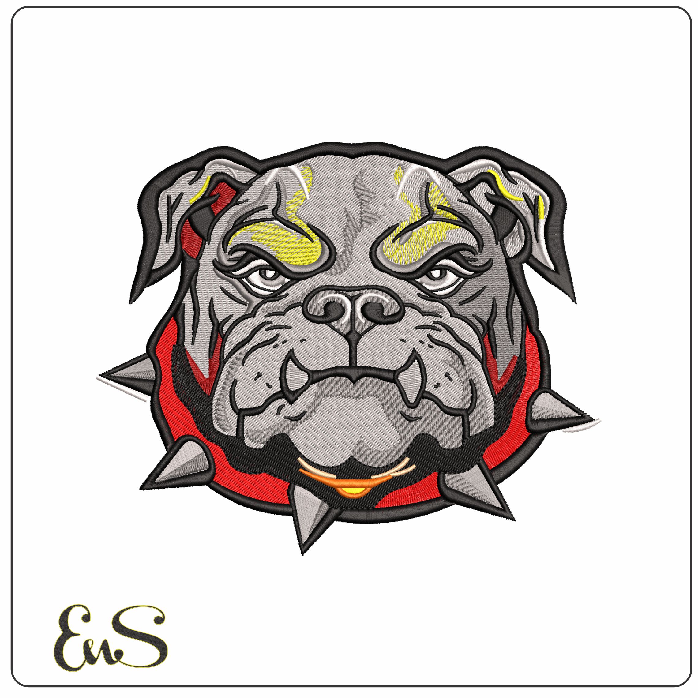 Realistic Georgia Bulldog Embroidery Design