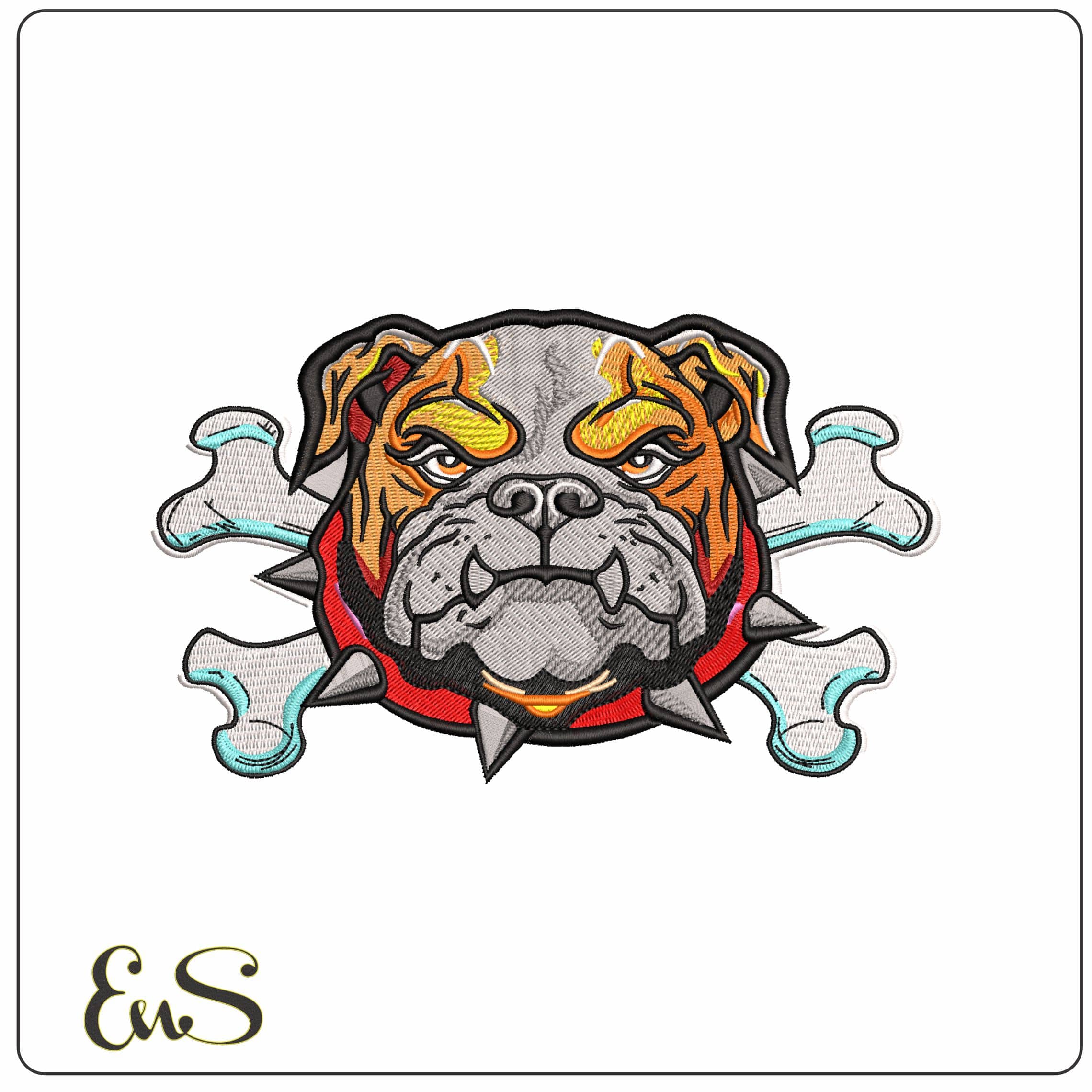 Georgia Bulldog with Bones Embroidery Design