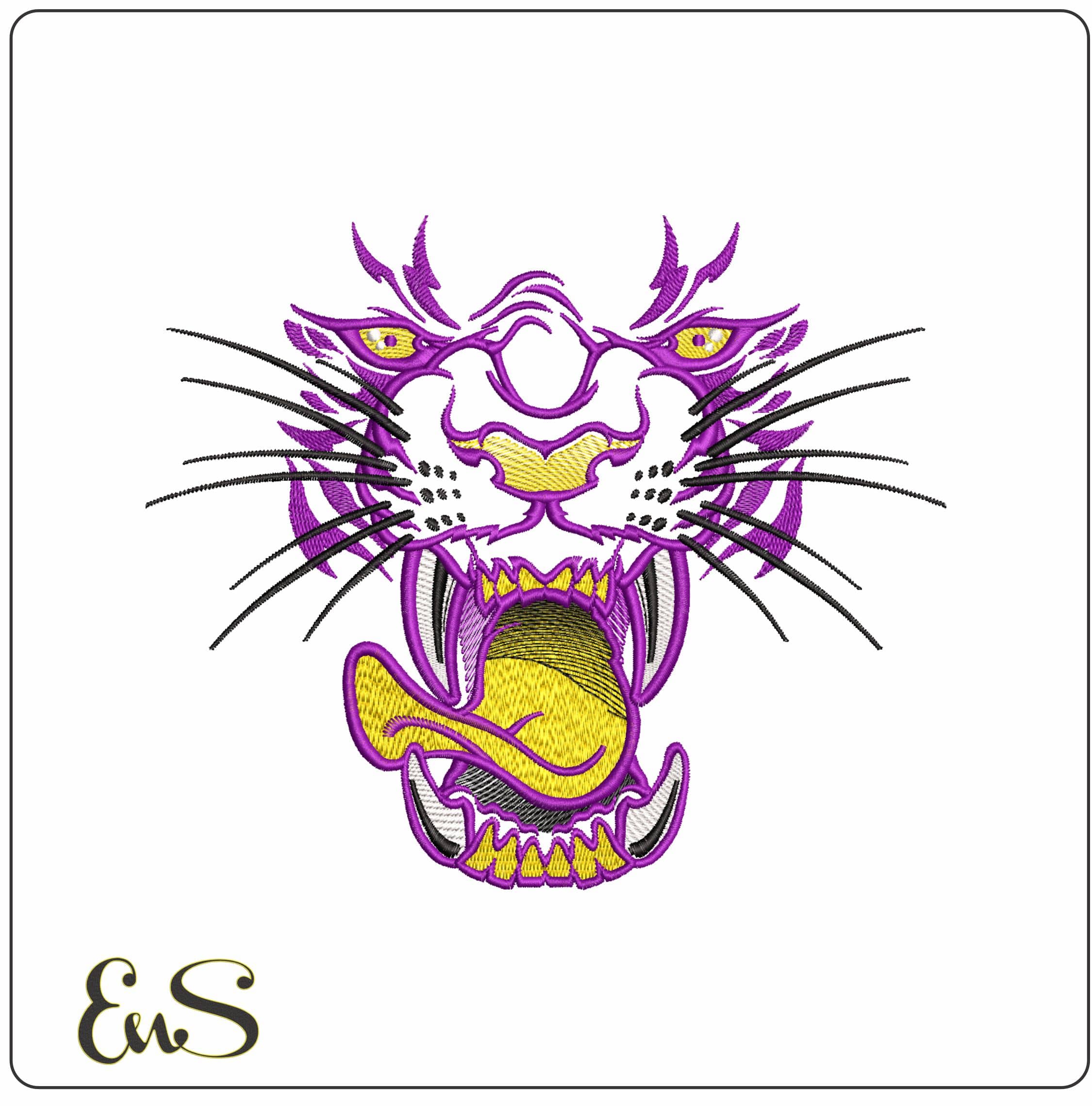 LSU Roaring Tiger Face Embroidery Design