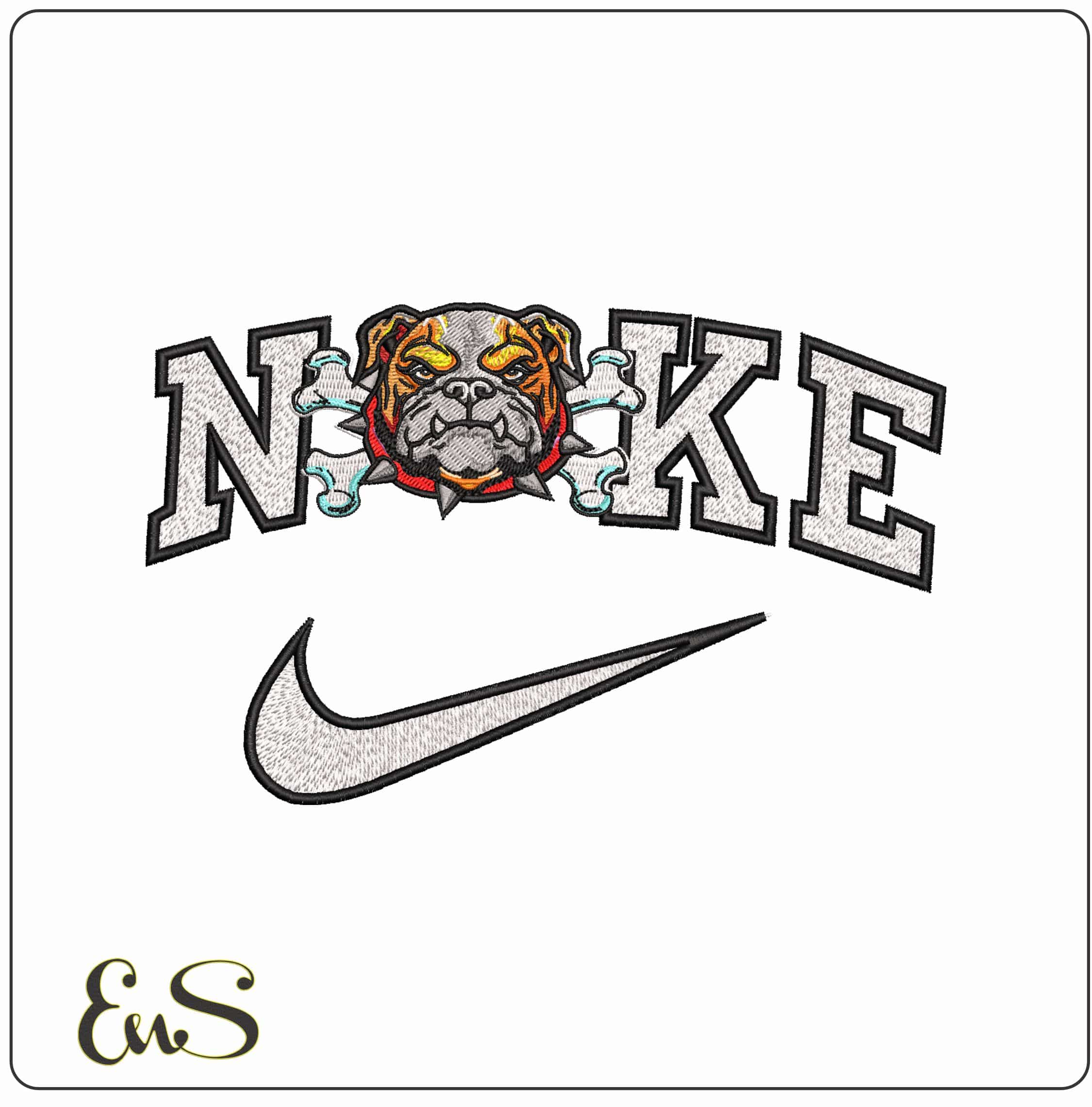 Nike Georgia Bulldog with Bones- Elegant embroidery design file - instant download