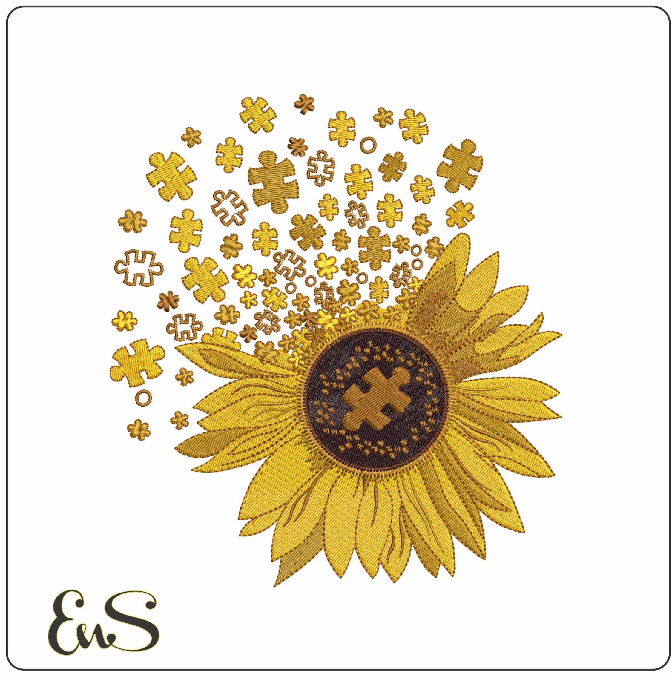 Sunflower Puzzle Embroidery Design
