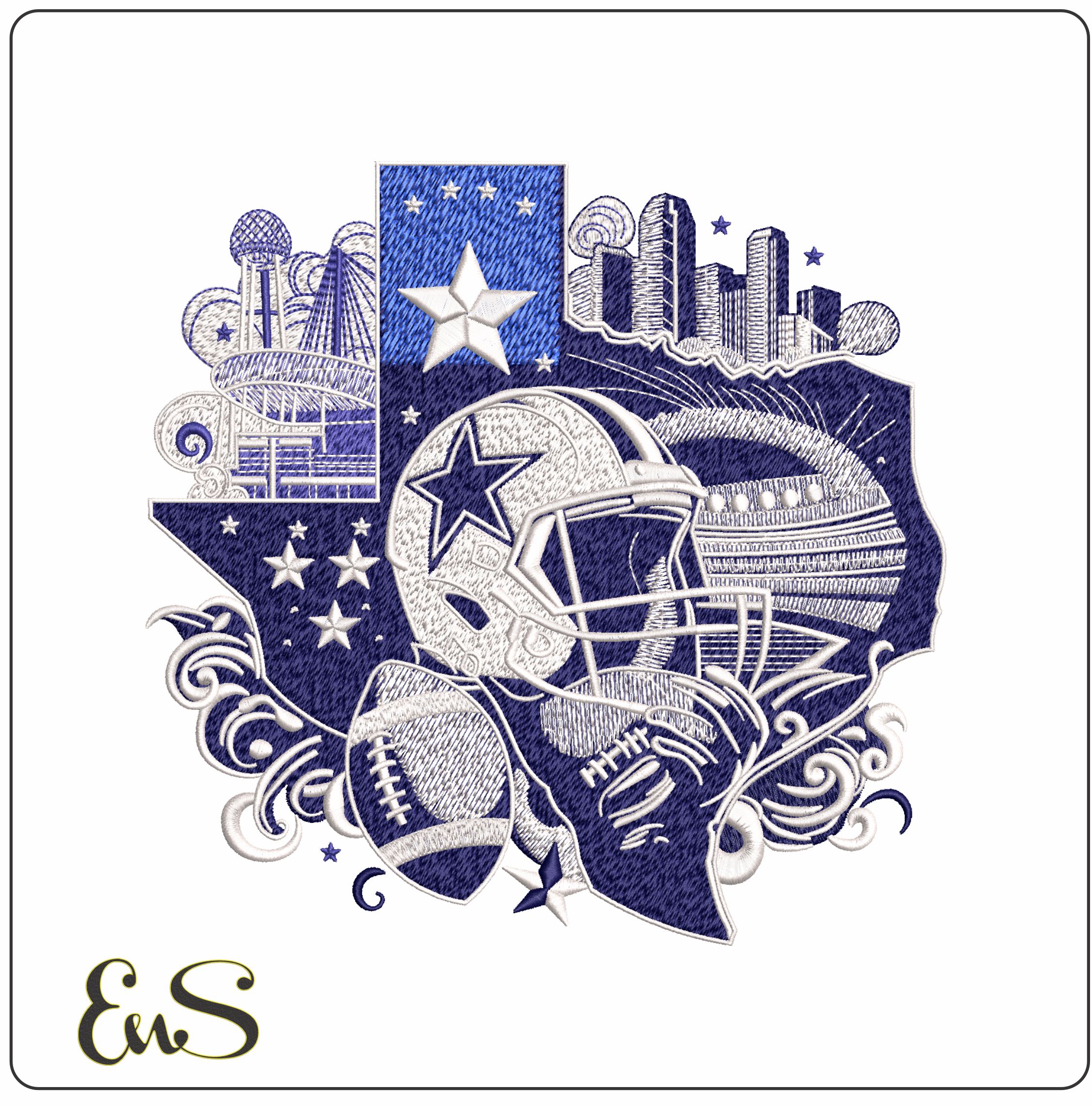 Dallas Cowboys Texas Outline Embroidery Design