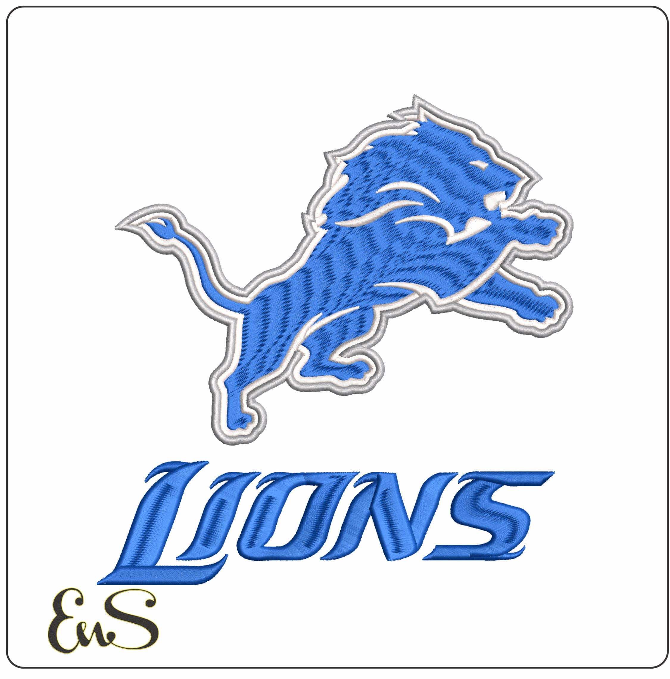 Detroit Lions with Name - Elegant embroidery design file - instant download