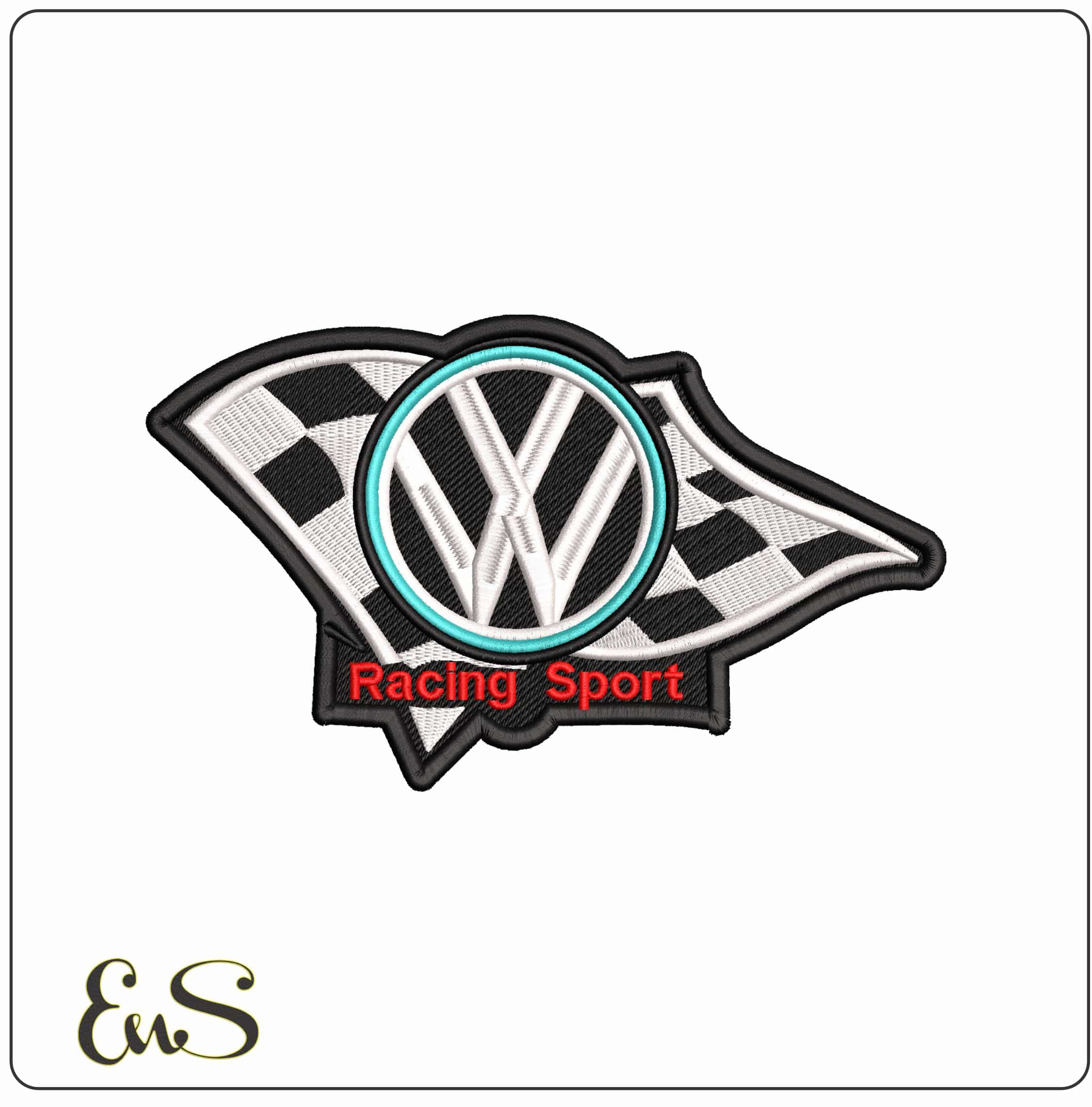 Checkered Flag VW Racing - Elegant embroidery design file - instant download