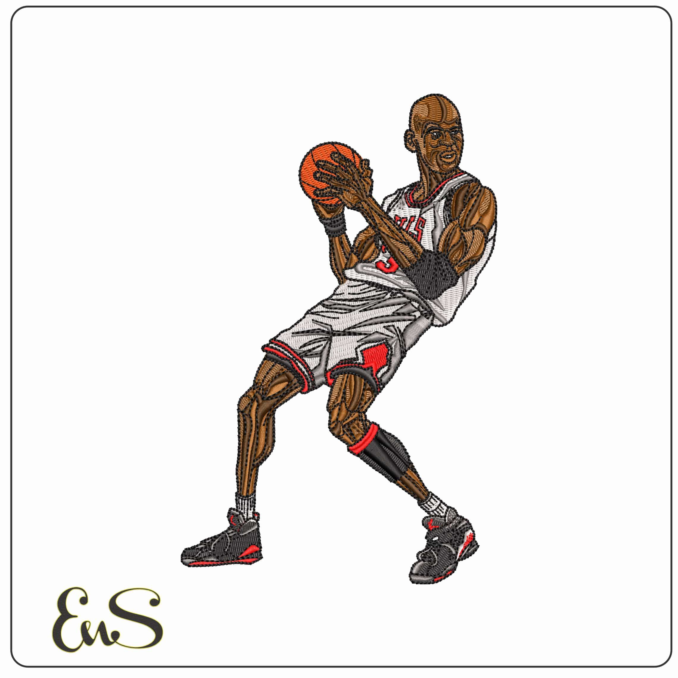 Michael Jordan Ready for Layup - Elegant embroidery design file - instant download